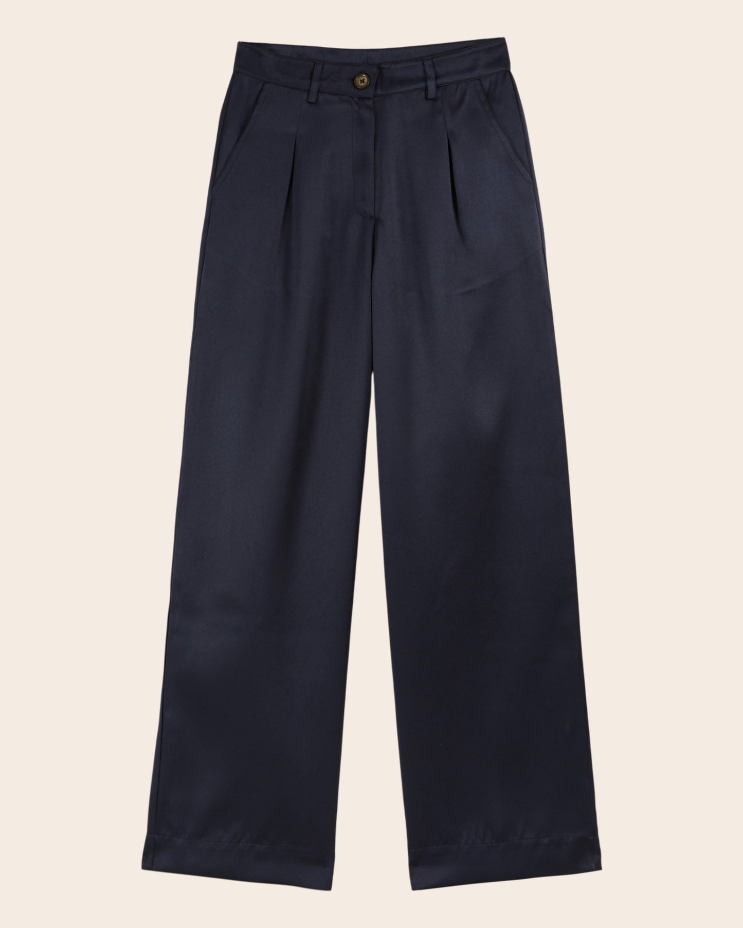 Pantalon taille haute satiné navy