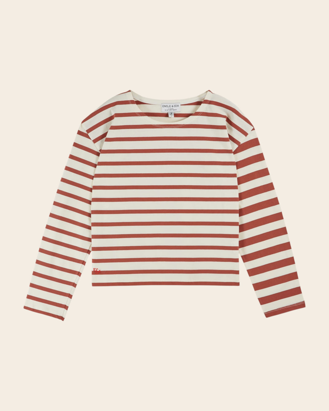 ecru/brick striped sweater