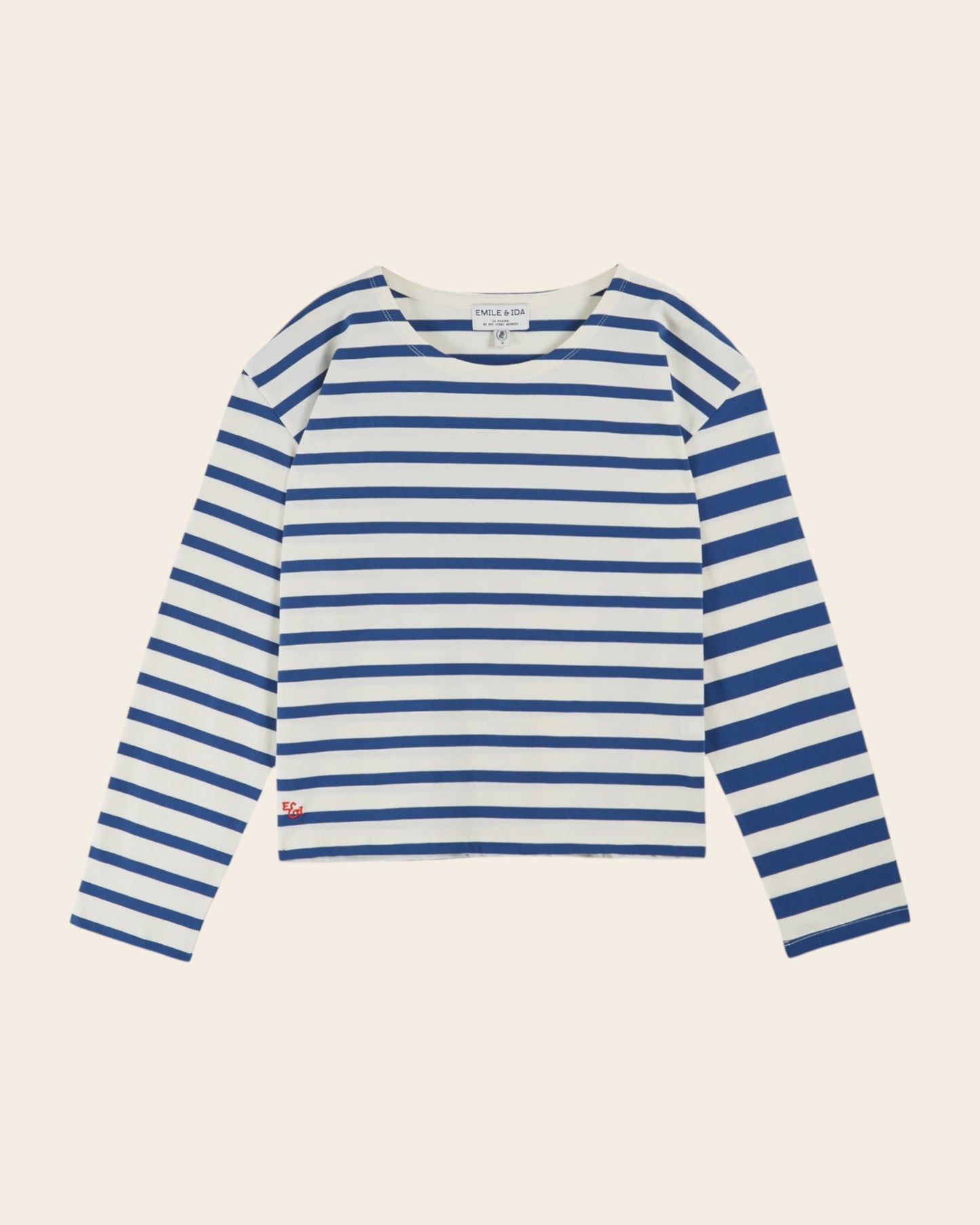 T-shirt marinière coton bio écru et bleu marine