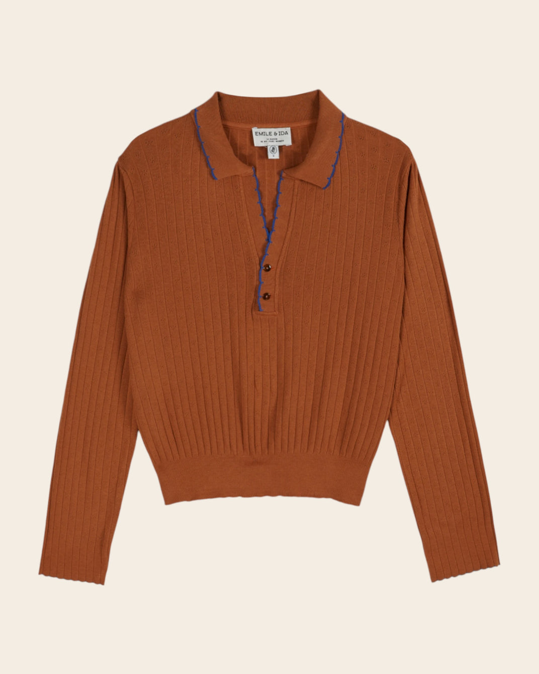 pecan pointelle polo shirt