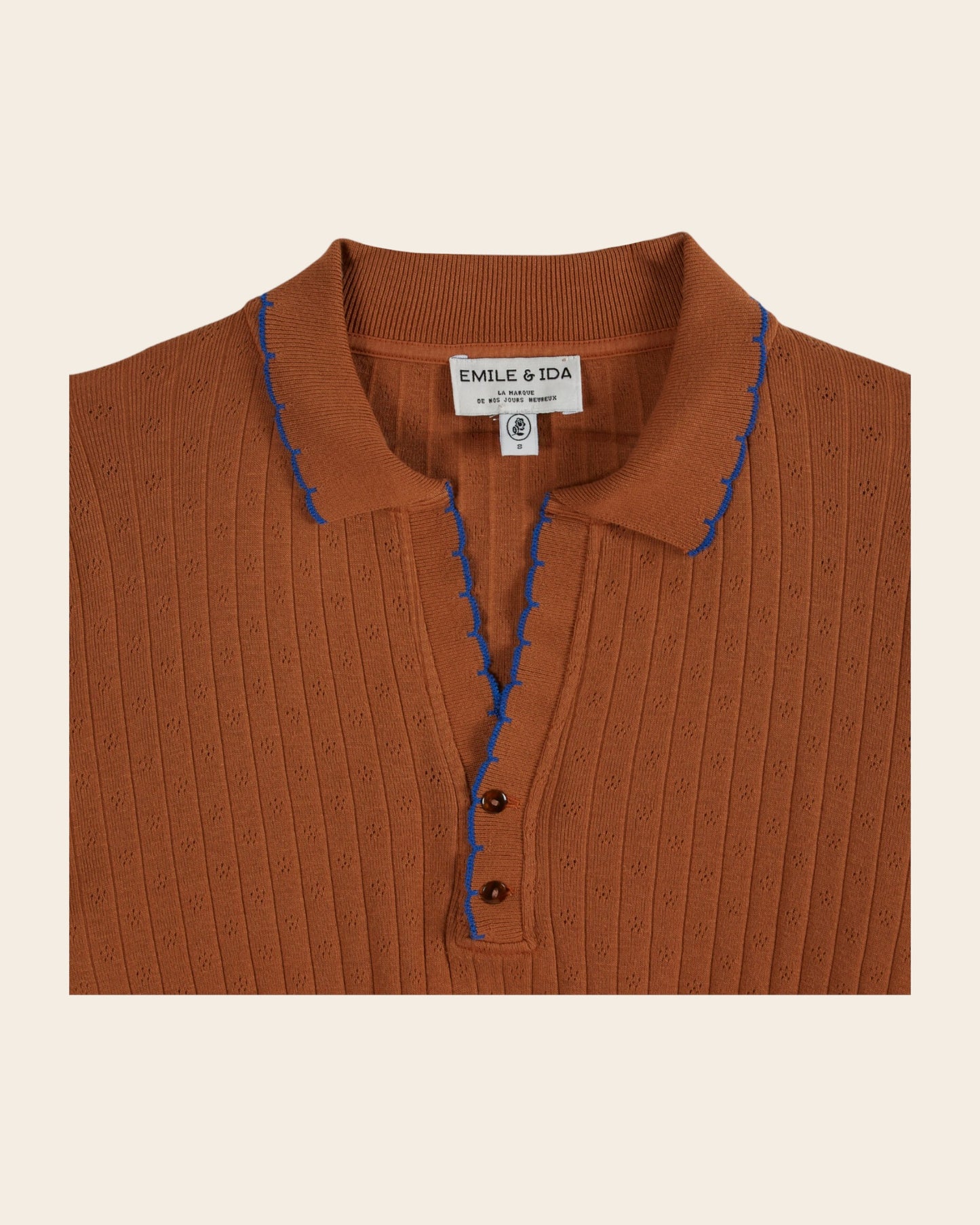 pecan pointelle polo shirt