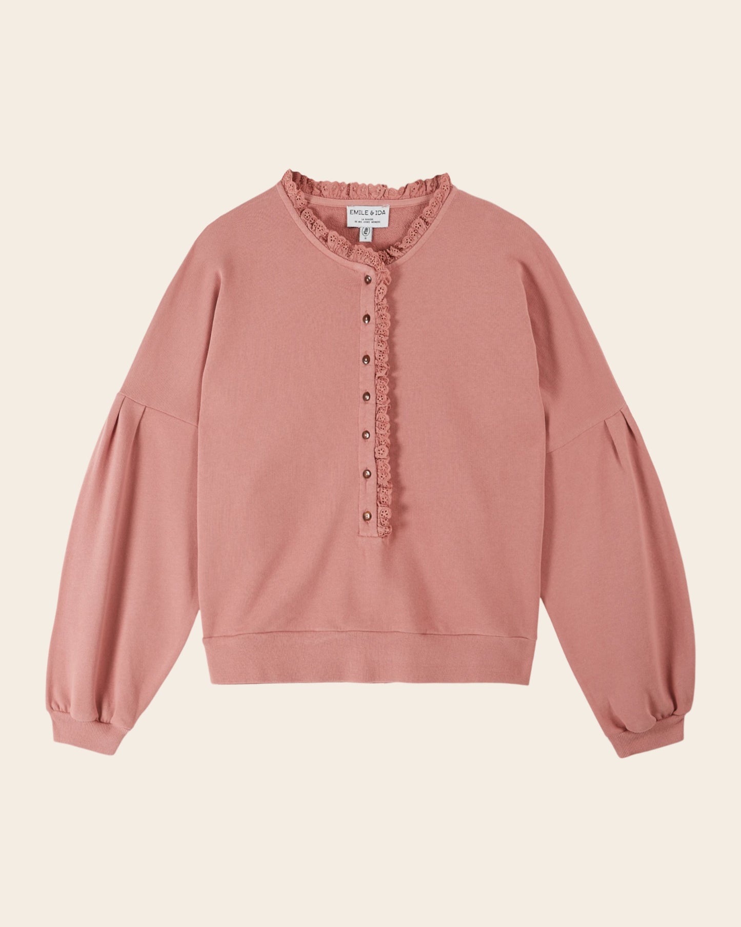 Sweat - Broderie anglaise rose
