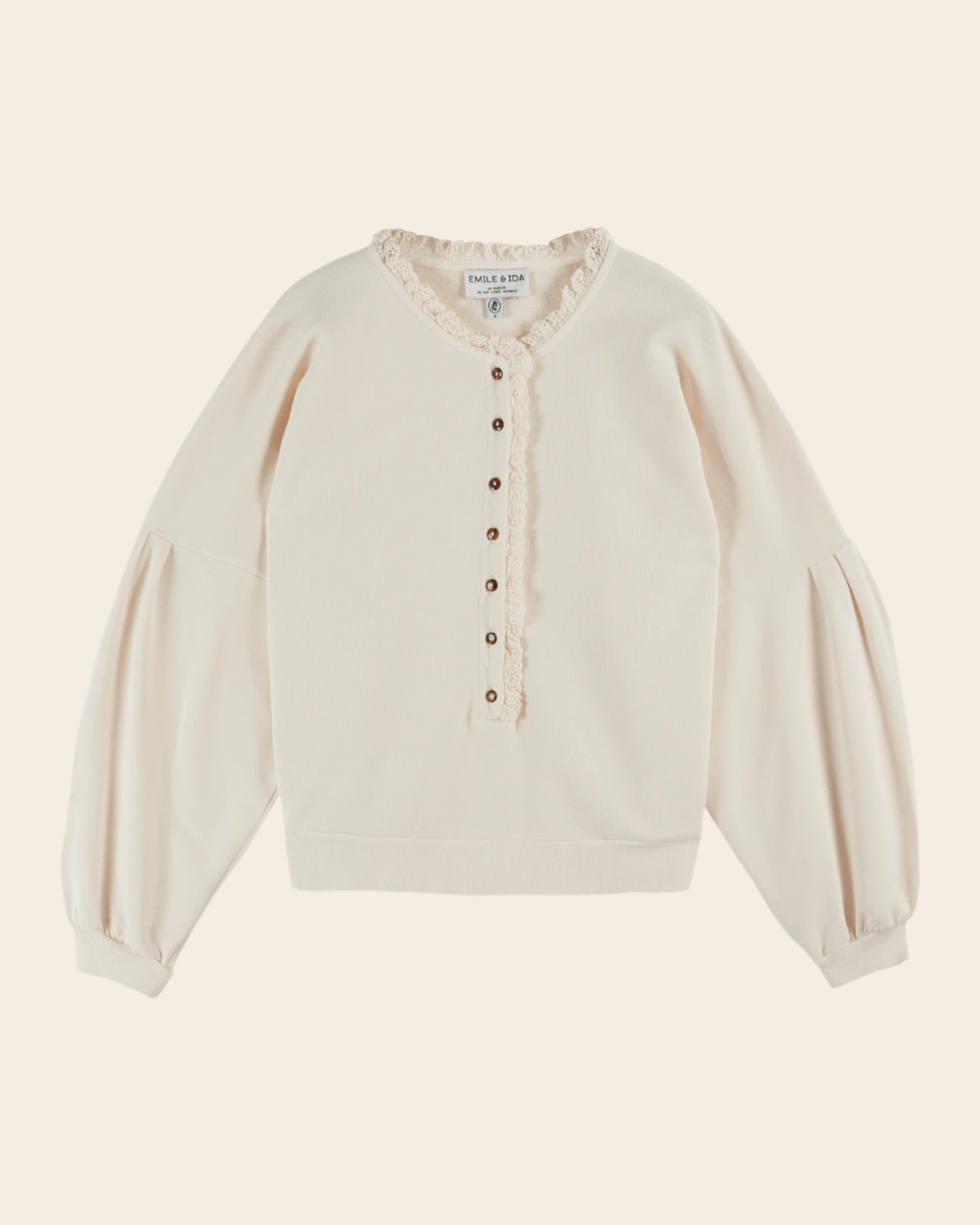 Sweat - Broderie anglaise crème