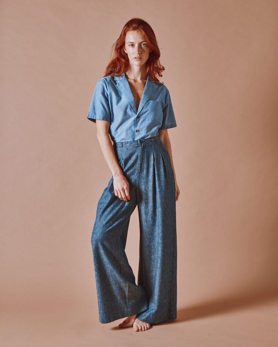 Pantalon - Ample chiné marine