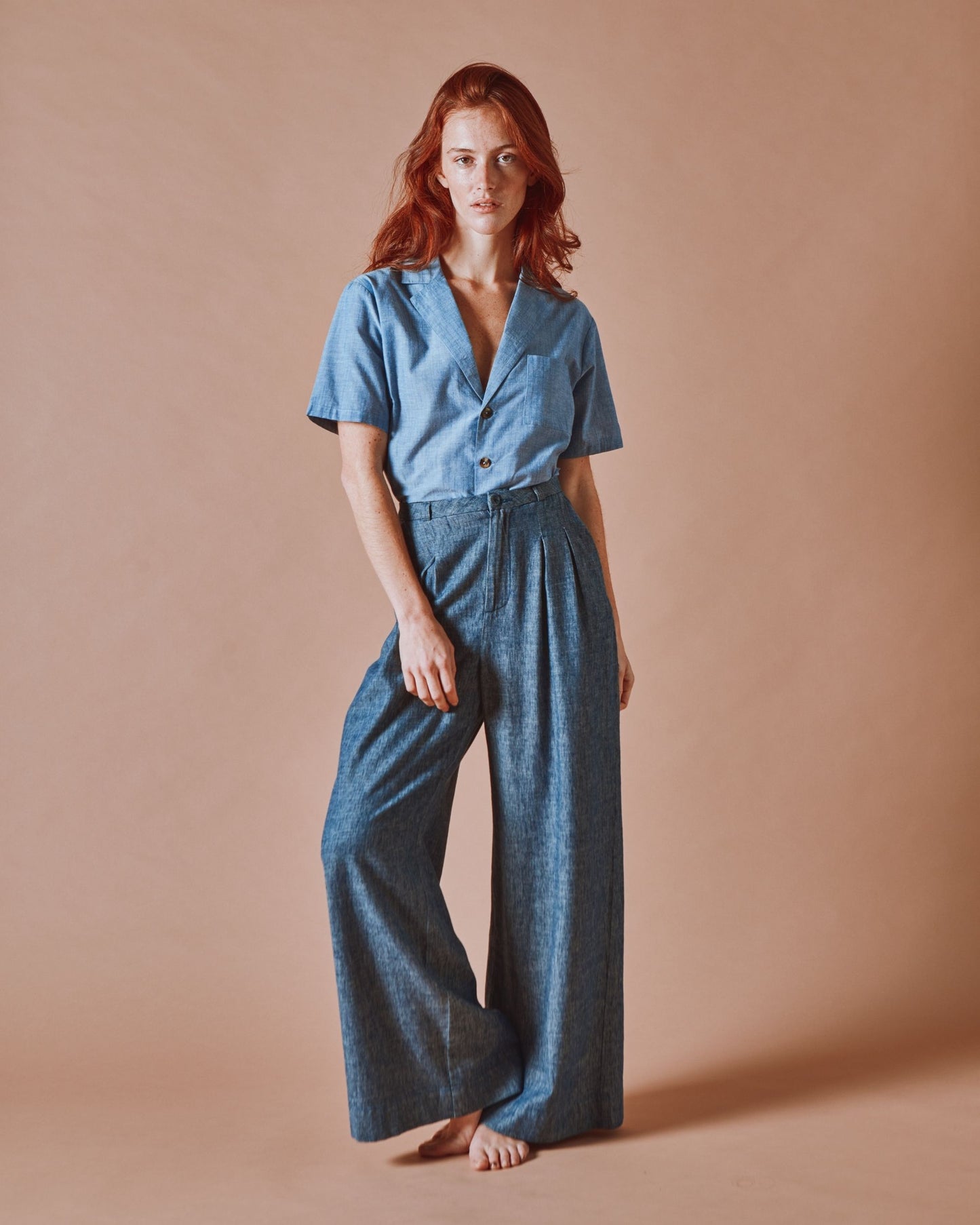 Pantalon - Ample chiné marine