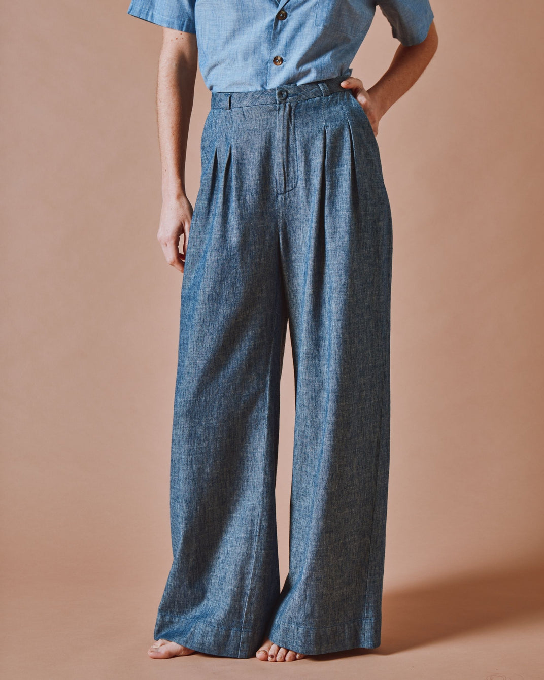 Pantalon - Ample chiné marine