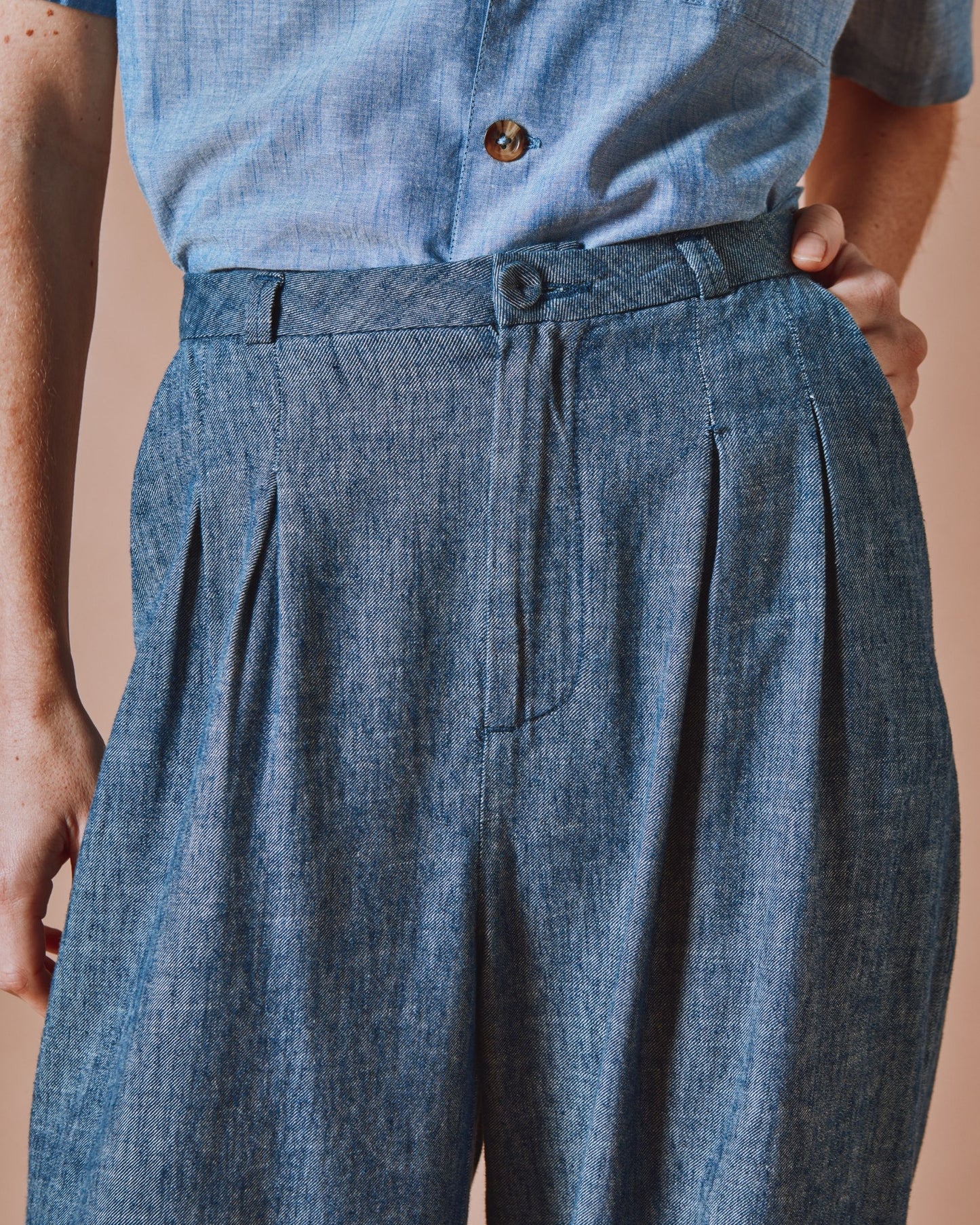 Pantalon - Ample chiné marine