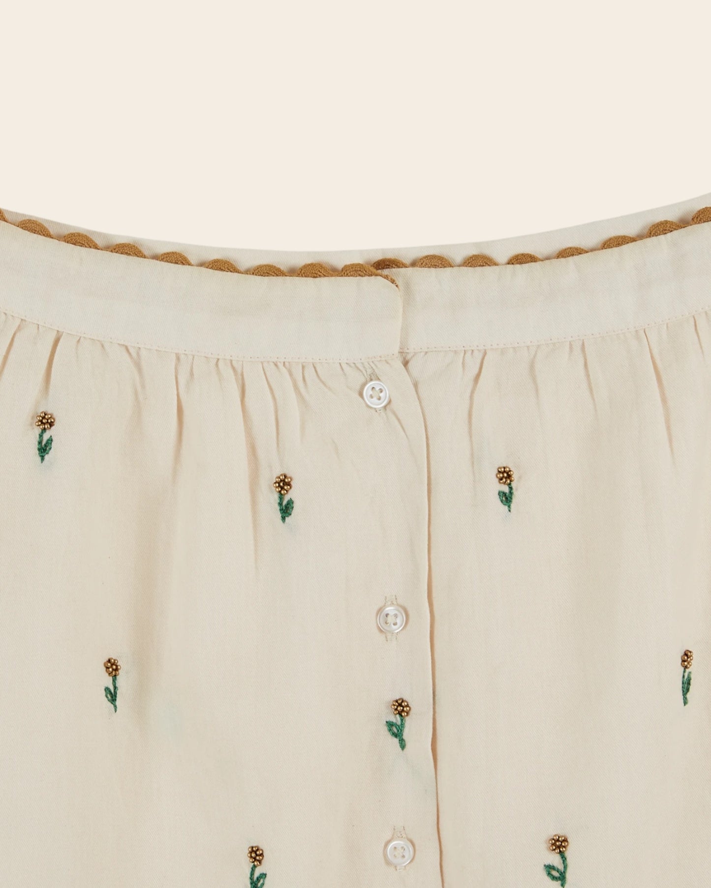 Top - Fleurs brodées écru