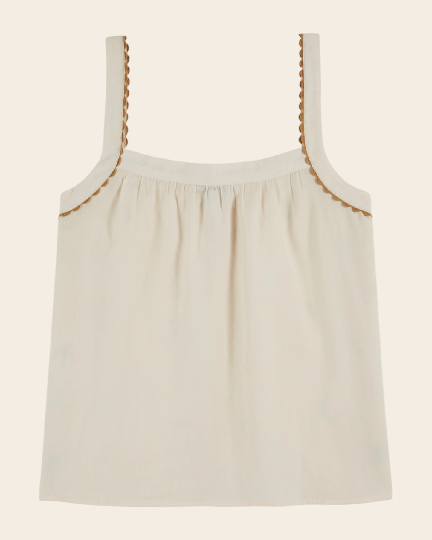 Top - Fleurs brodées écru