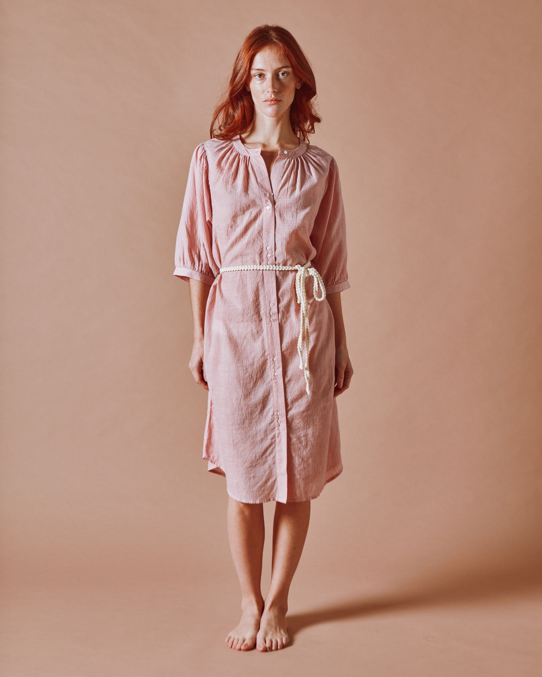 Robe - Khadi rayé rose
