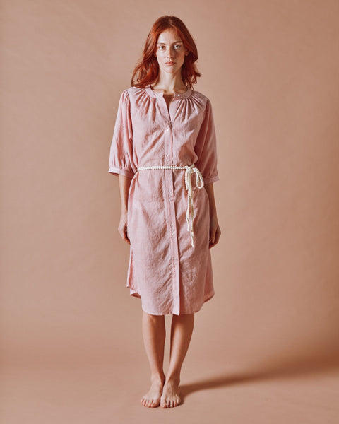Robe midi - Khadi rayé rose