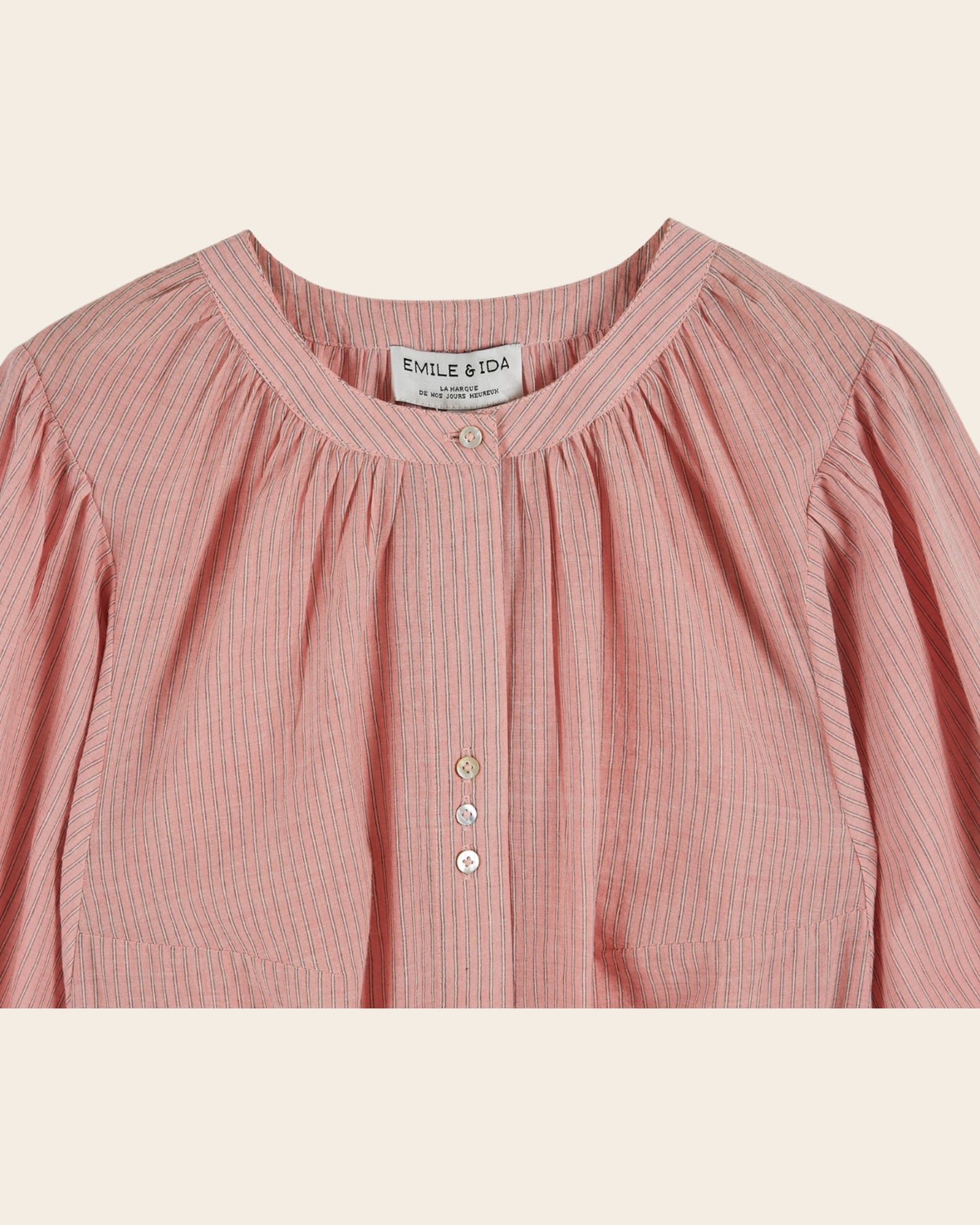 Robe midi - Fines rayures khadi rose