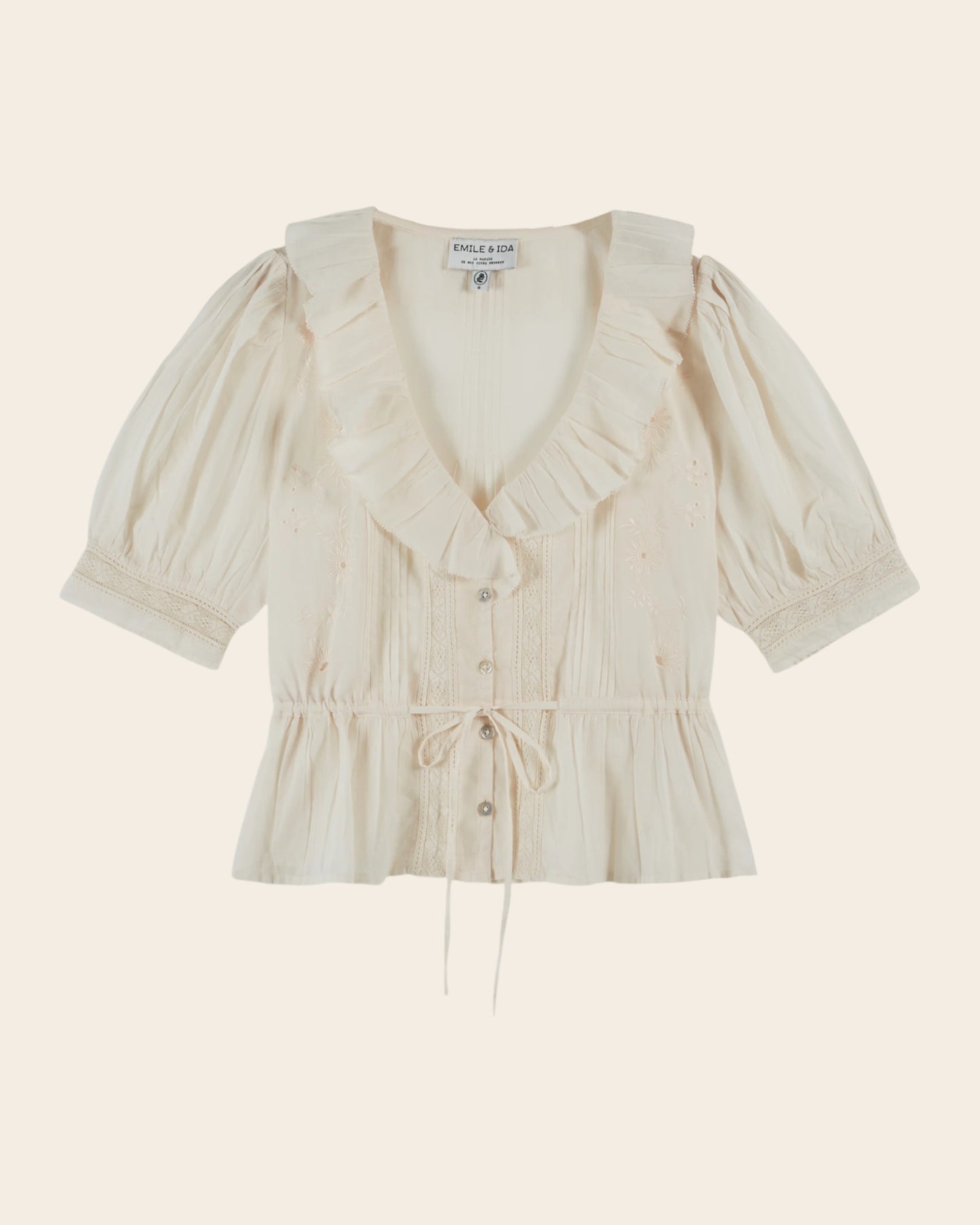 Blouse - Vintage volanté crème
