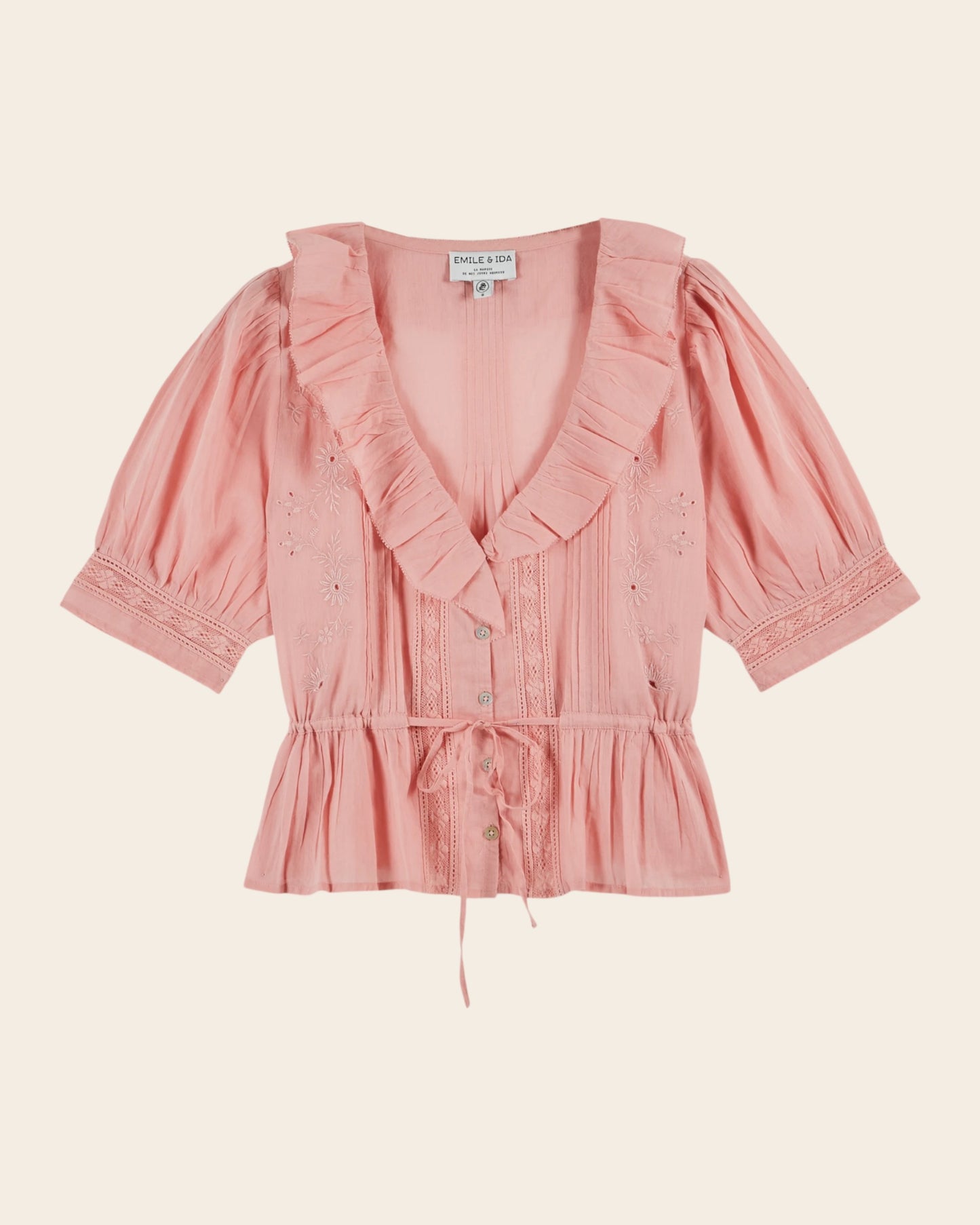 Blouse - Vintage volanté rose