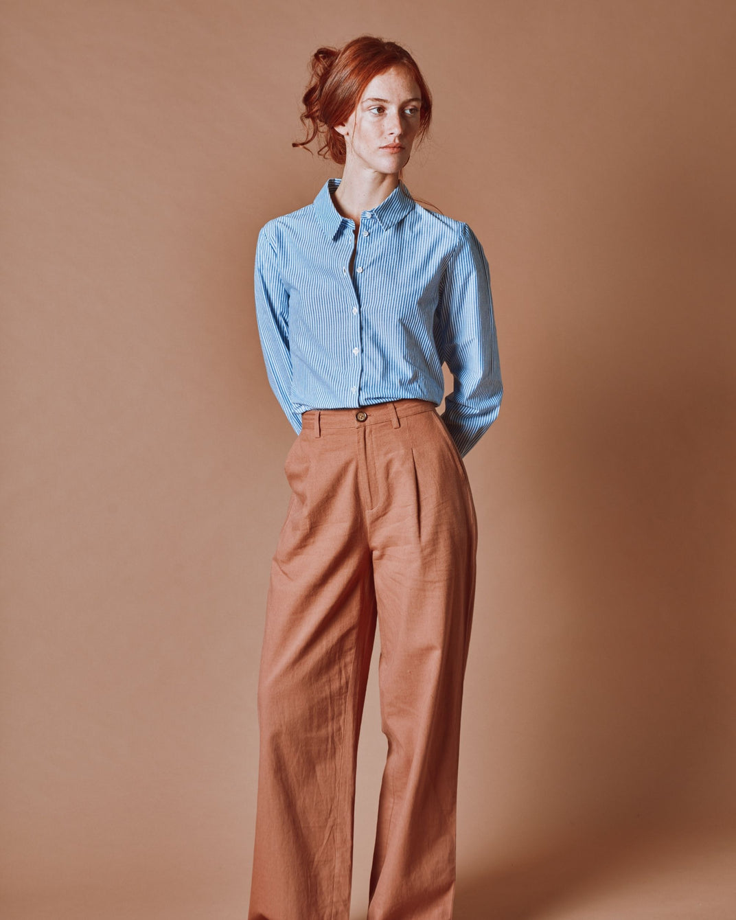 Pantalon - Broderie anglaise marron