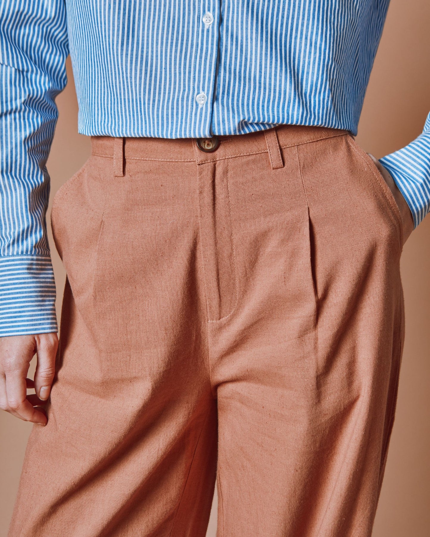 Pantalon - Broderie anglaise marron