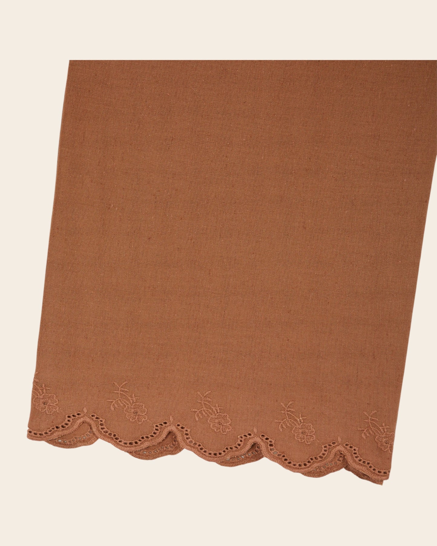 Pantalon - Broderie anglaise marron