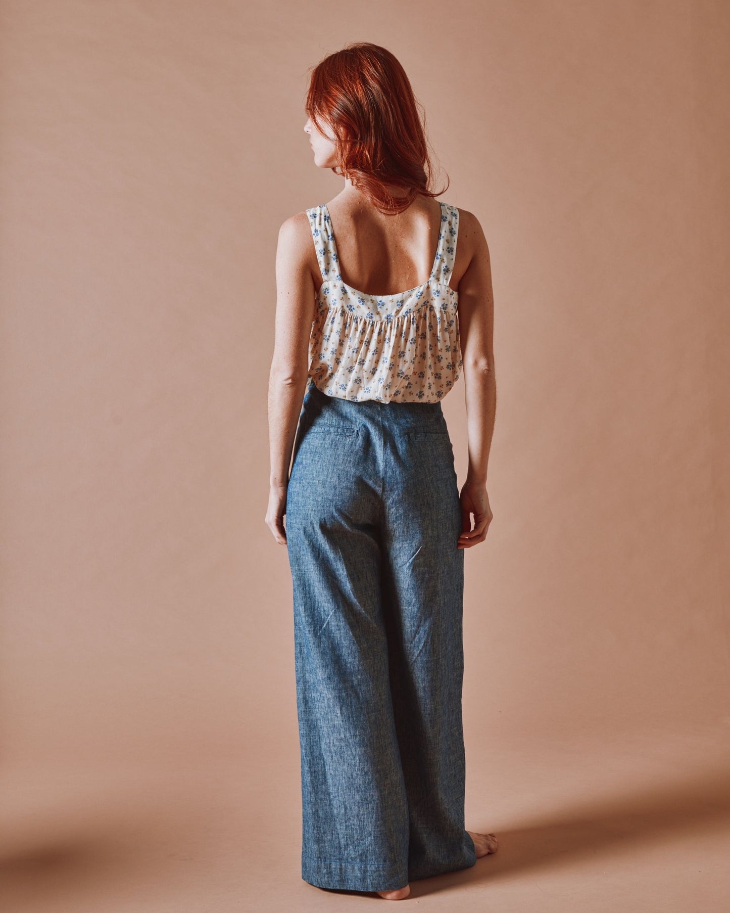 Top - Noeud fleuri bleuet