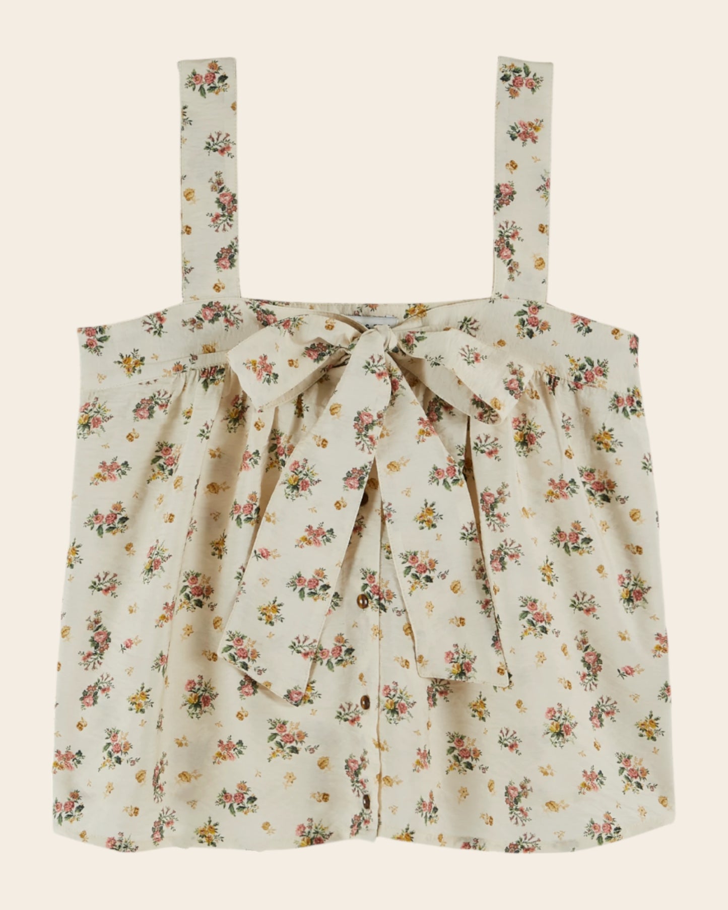 Top - Noeud fleuri écru