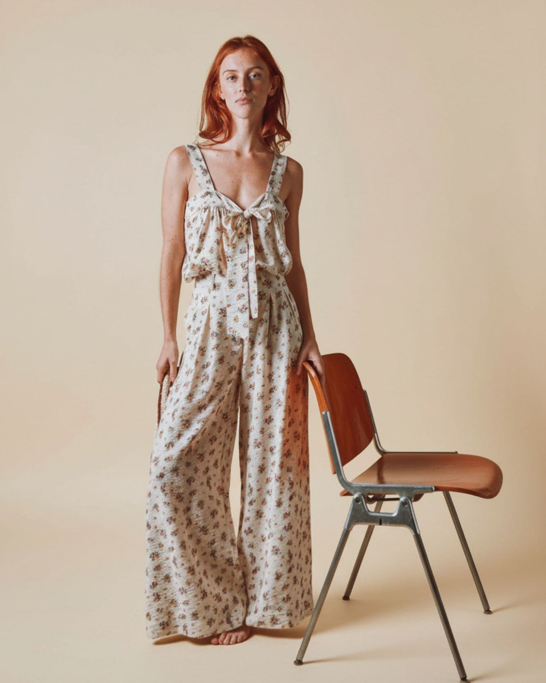 Pantalon - Fleuri écru