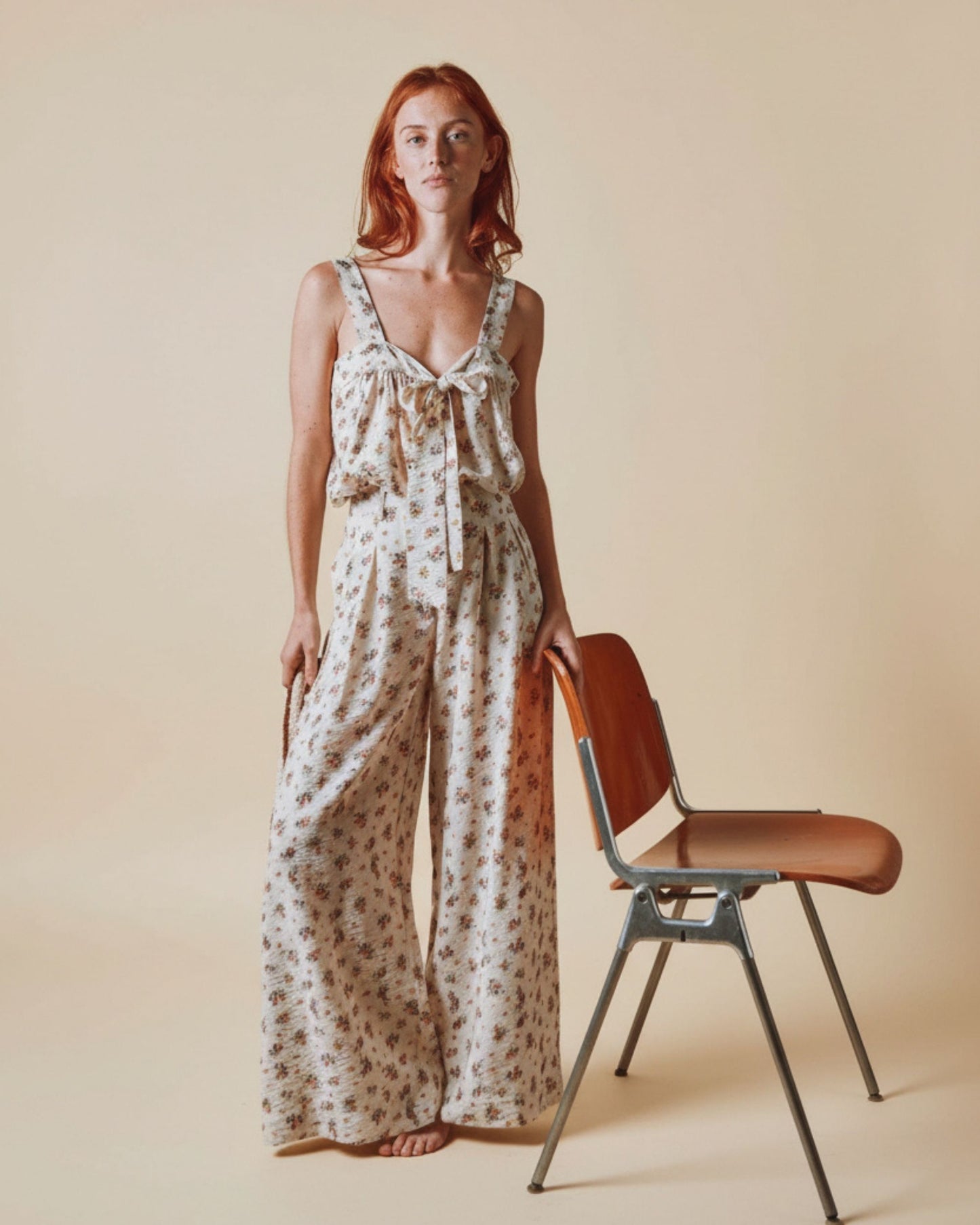 Pantalon - Fleuri écru