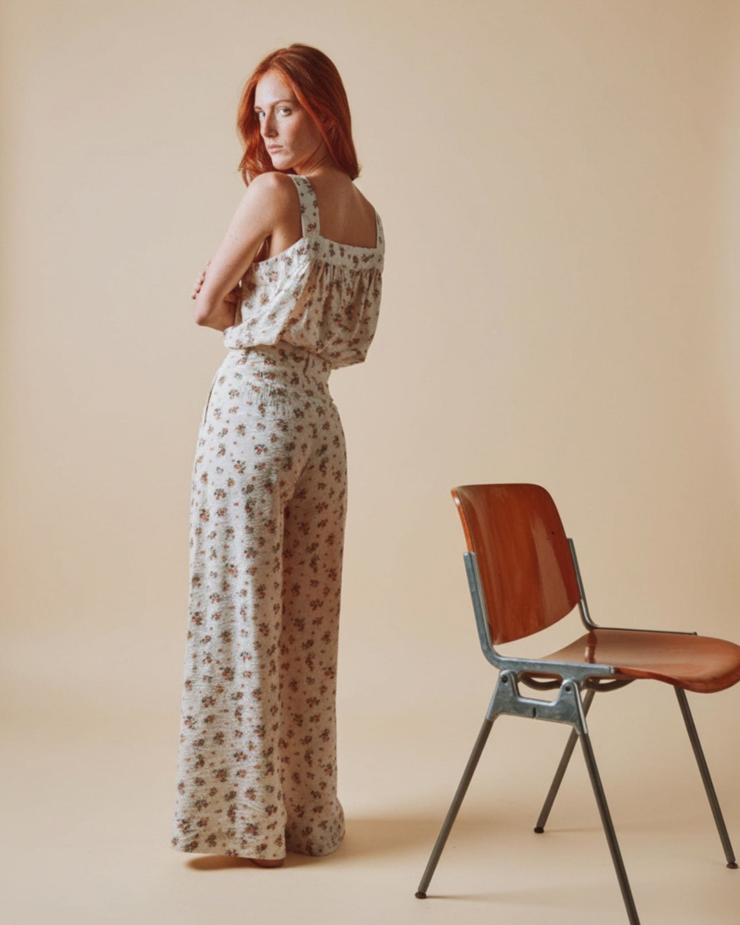 Pantalon - Fleuri écru