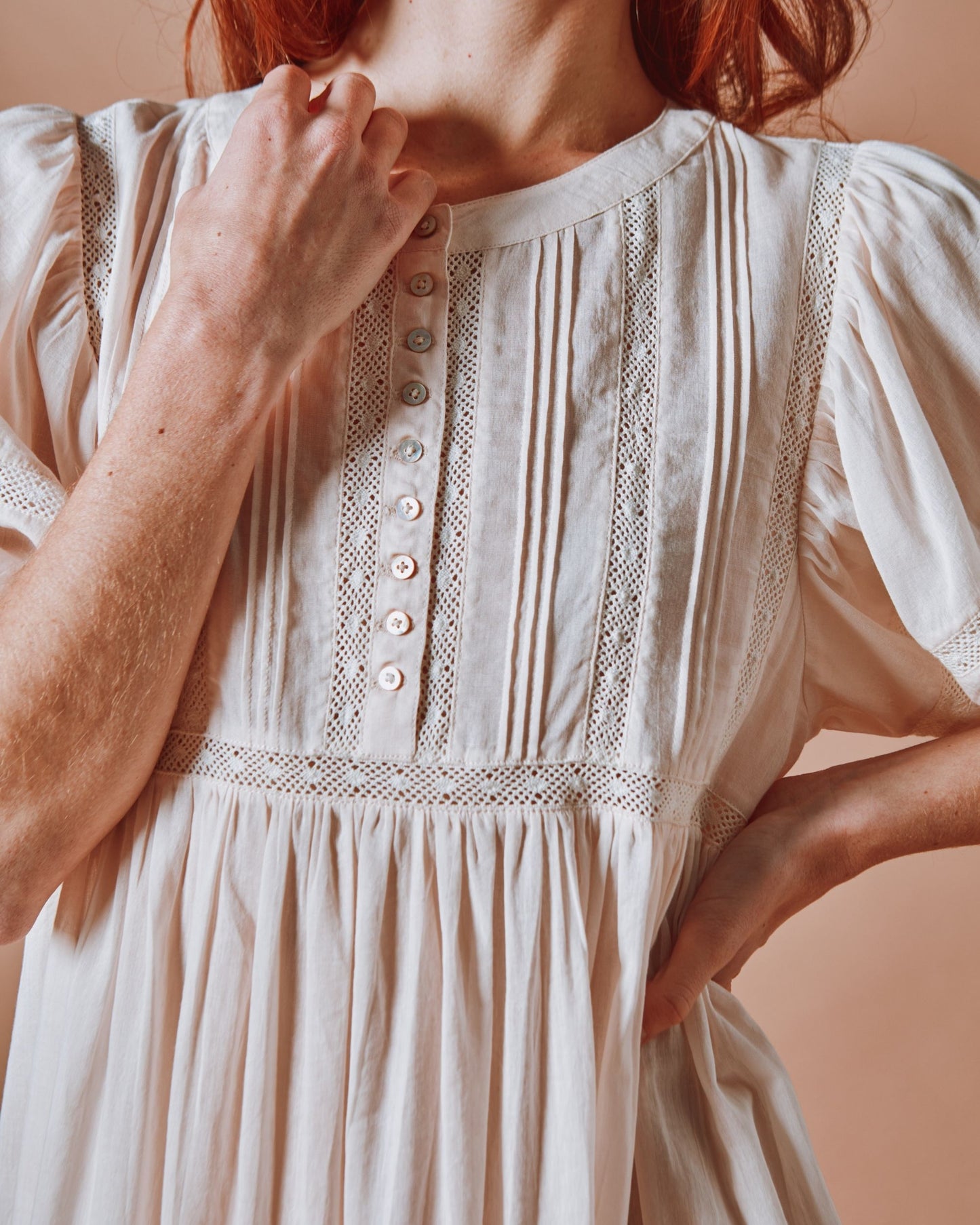 Robe longue - Dentelle crème