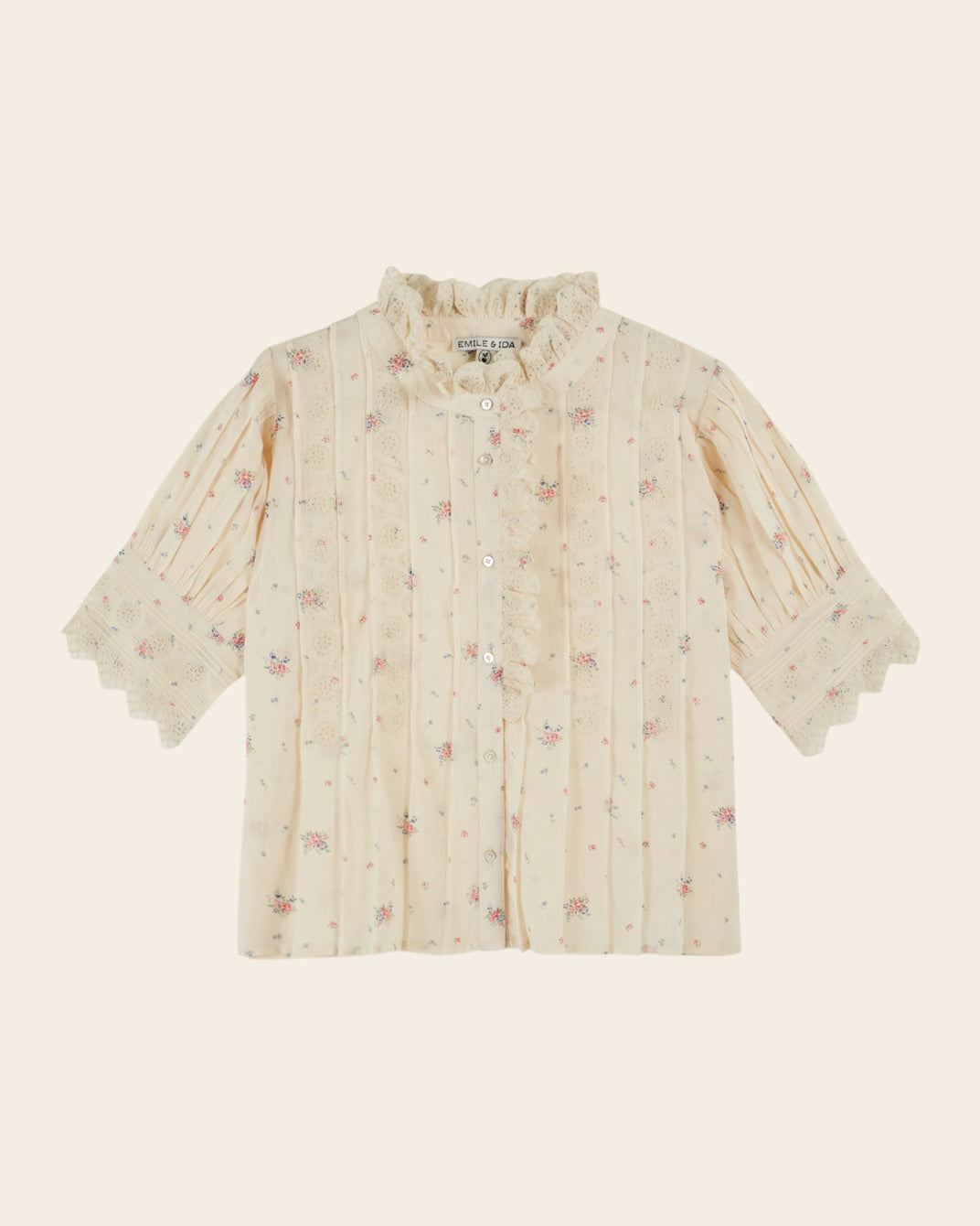 Blouse - Broderie anglaise fleuri écru