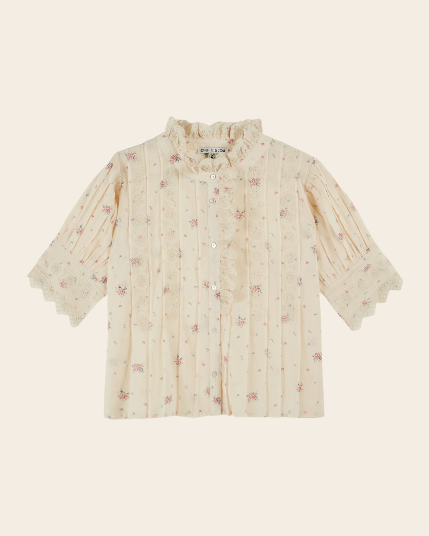 Blouse - Broderie anglaise fleuri écru