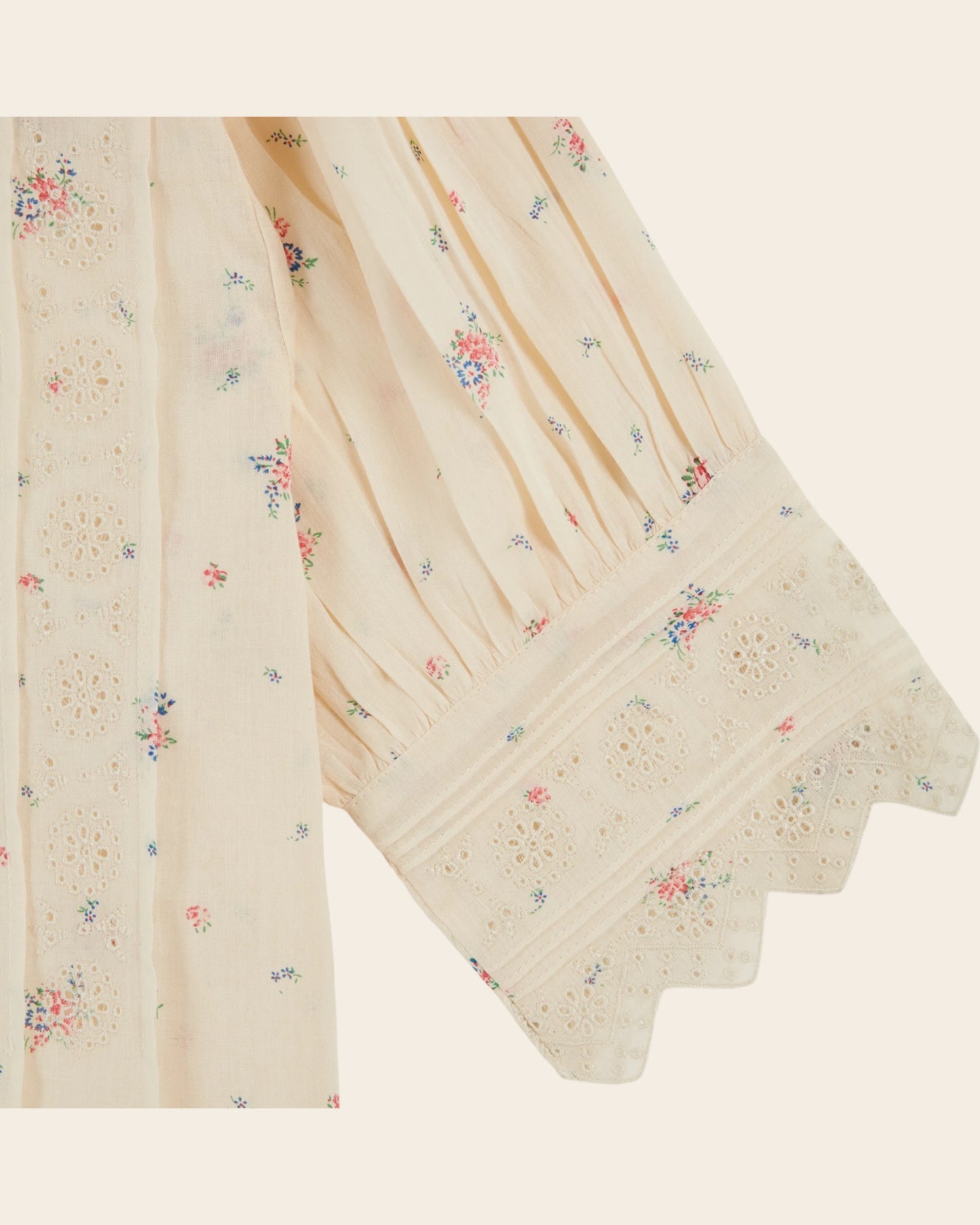 Blouse - Broderie anglaise fleuri écru
