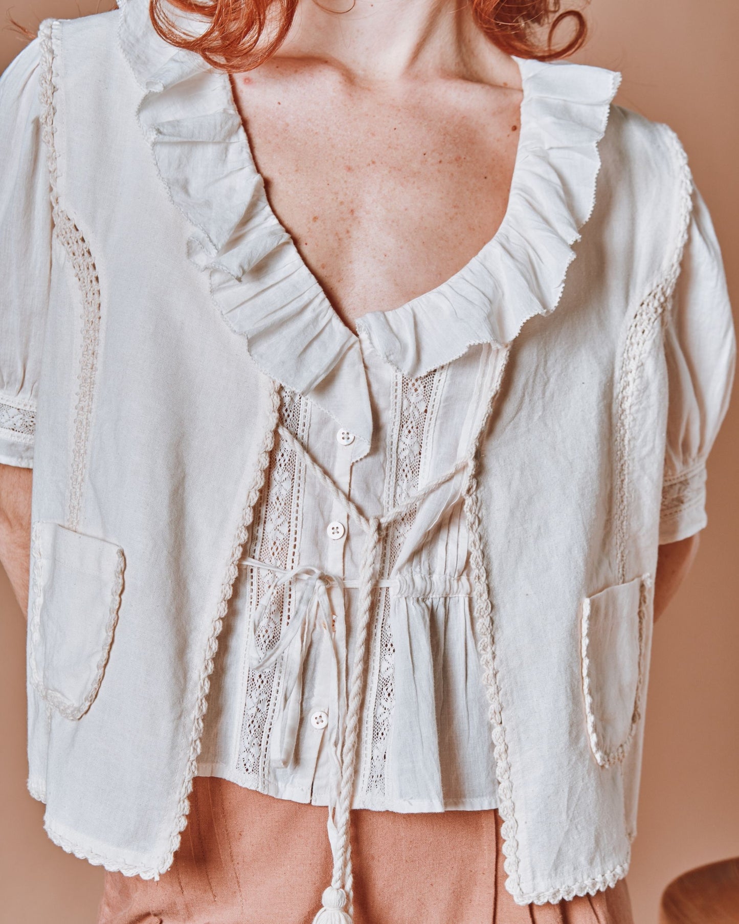 Veste sans manches - Crochet écru