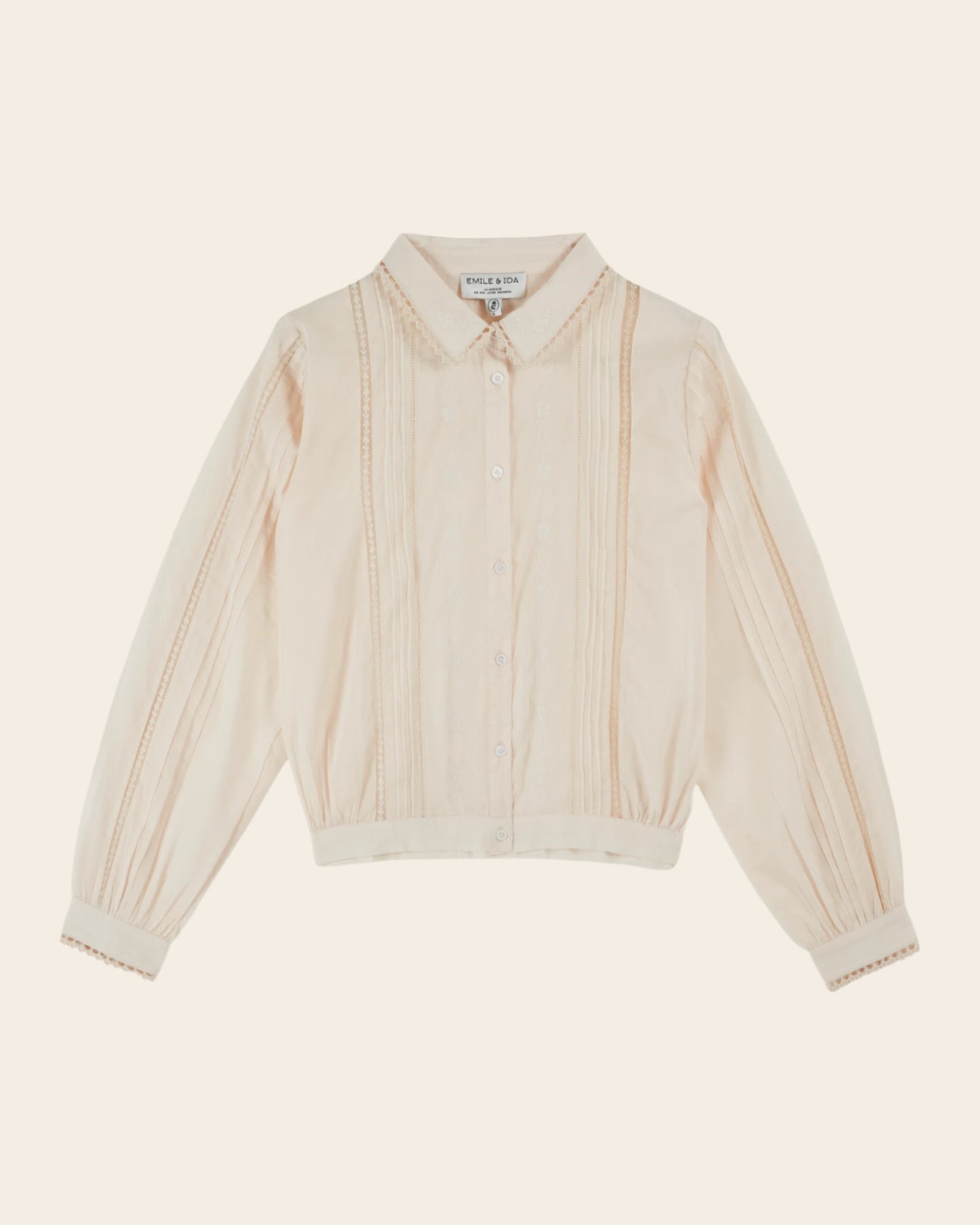 Chemise - Brodée vintage crème rosé