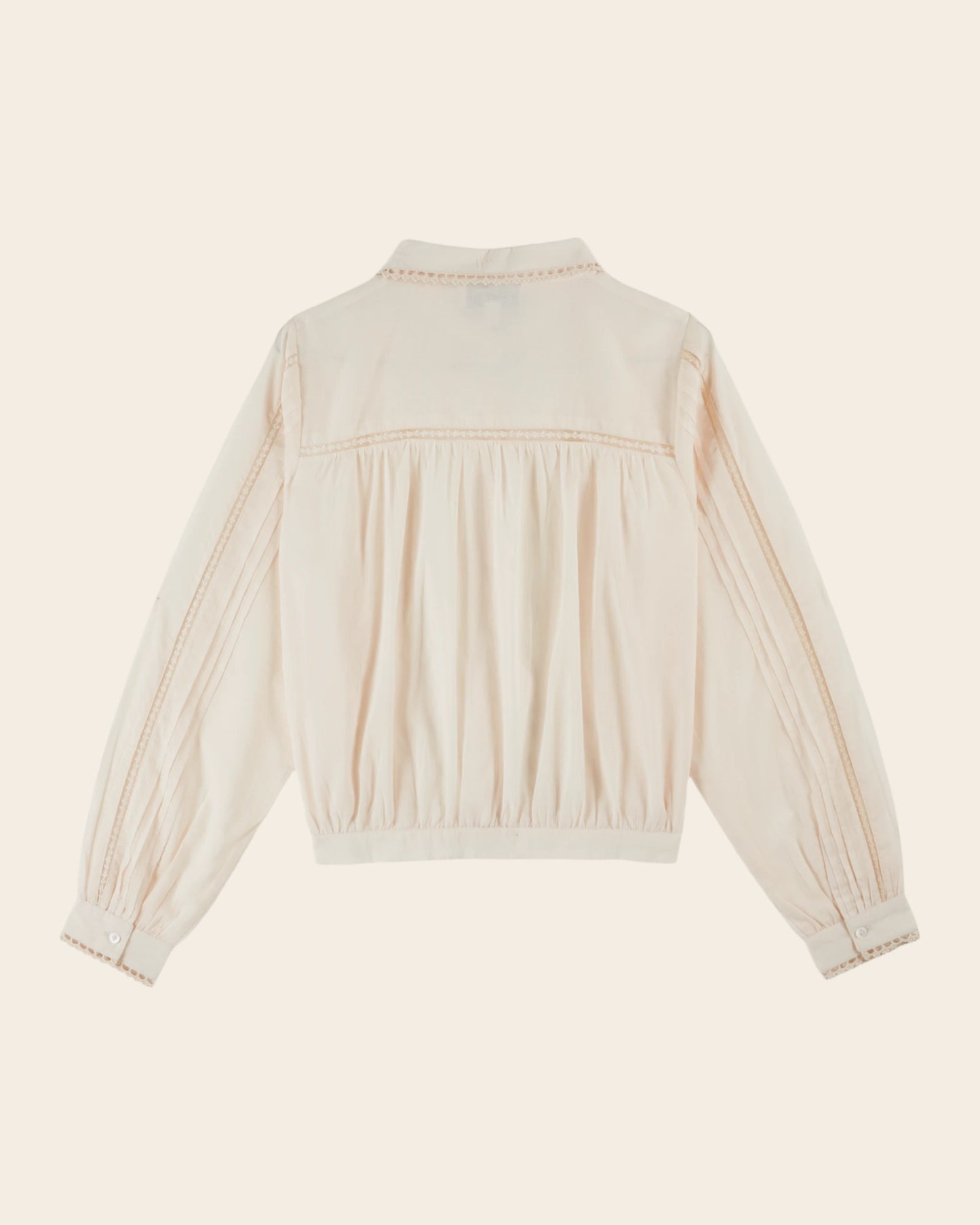 Chemise - Brodée vintage crème rosé