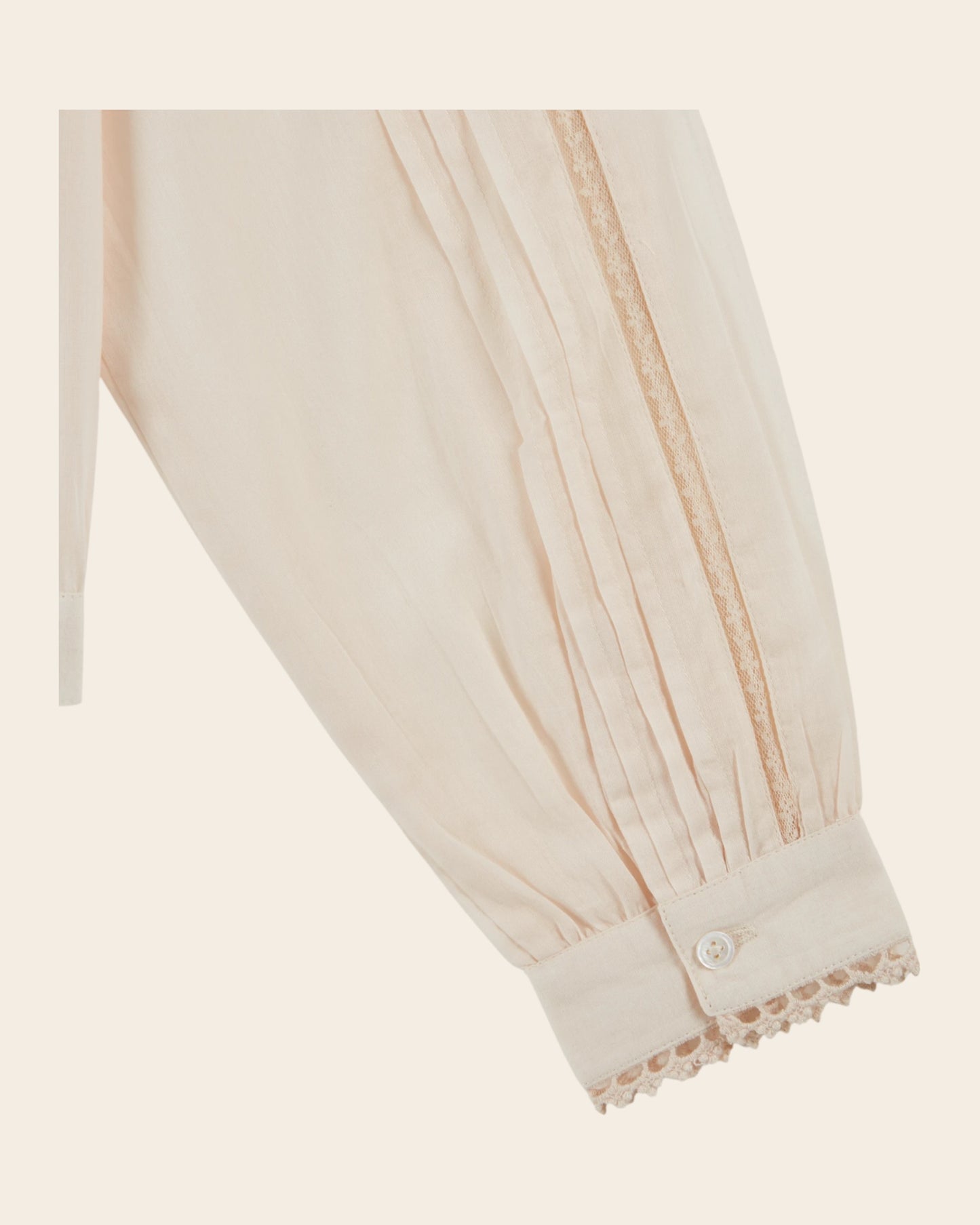 Chemise - Brodée vintage crème rosé
