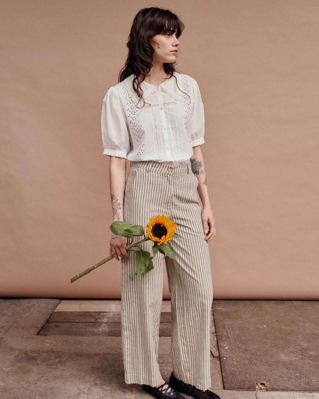 Pantalon - Rayé écru et noir