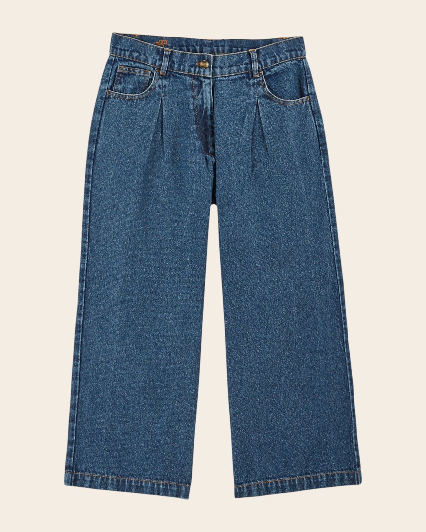 Jean - Crop denim bleu