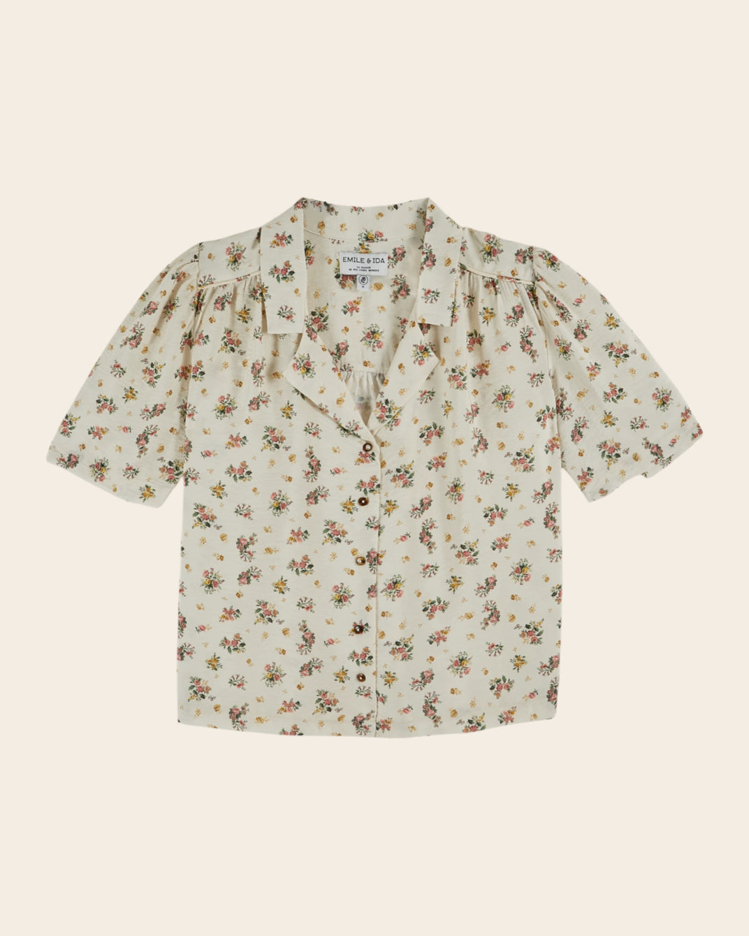 Blouse - Fleurie écru et rose