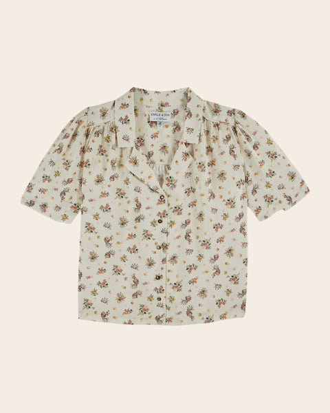 Blouse - Fleurie écru et rose