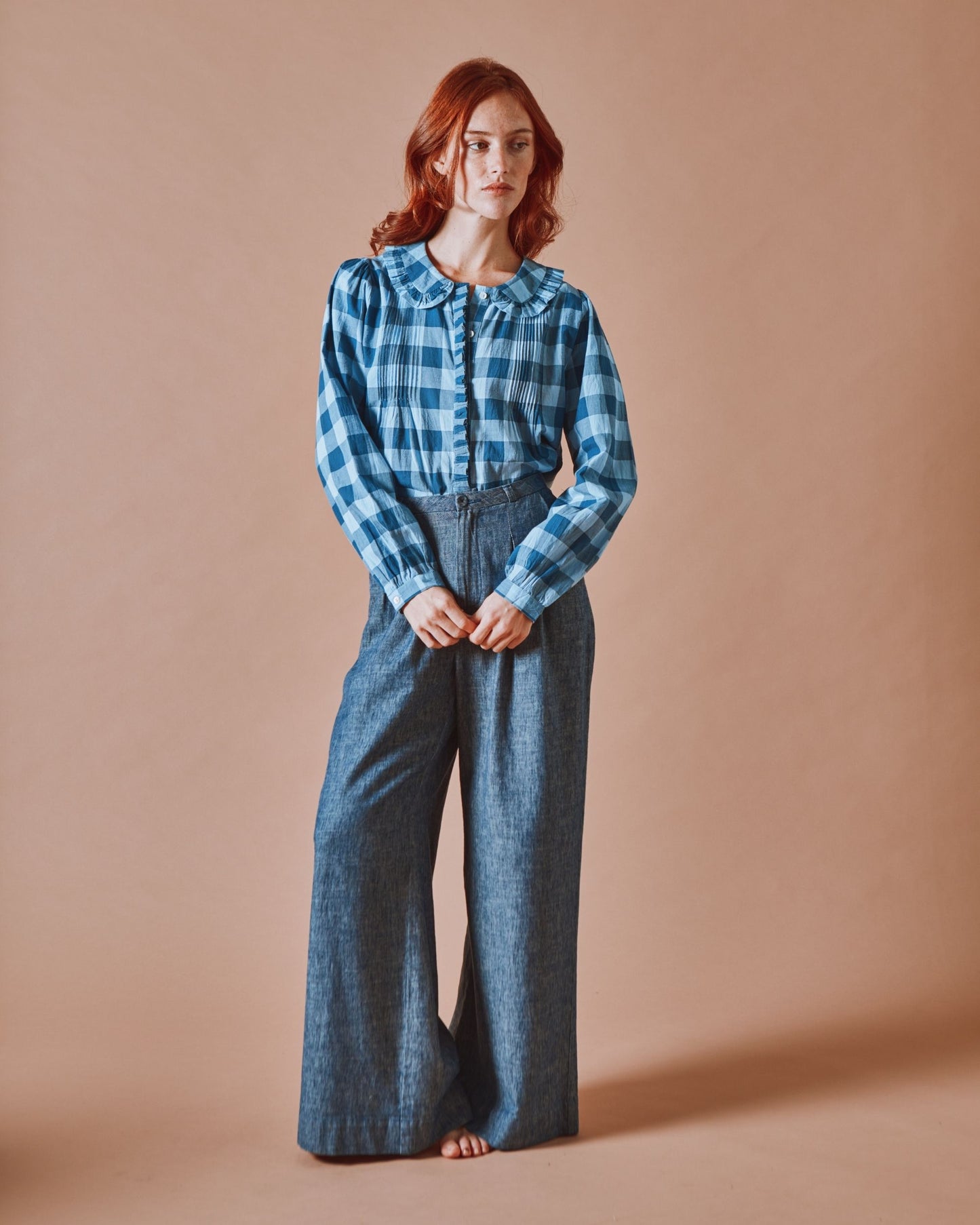 Blouse - Volanté vichy bleu