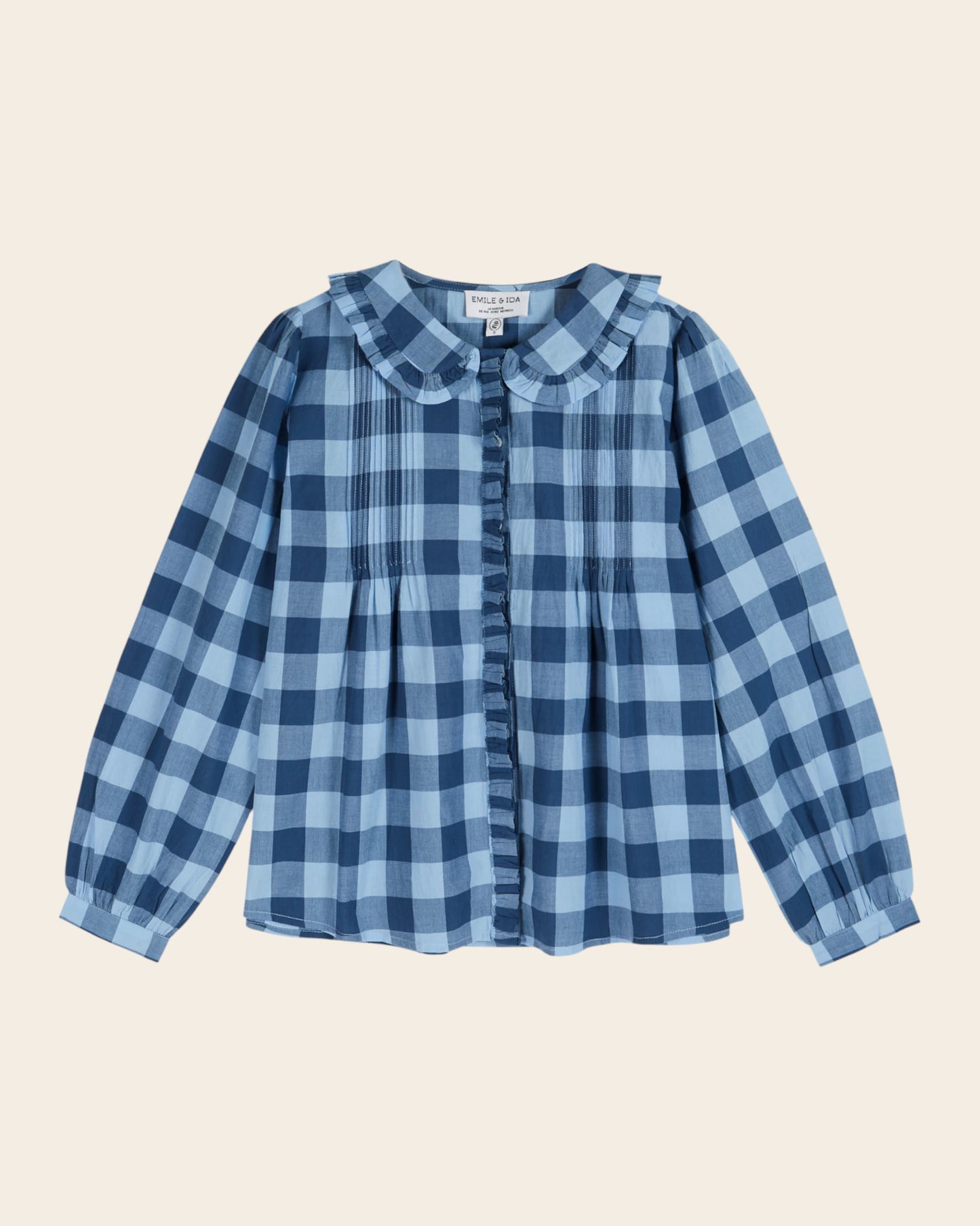 Blouse - Volanté vichy bleu