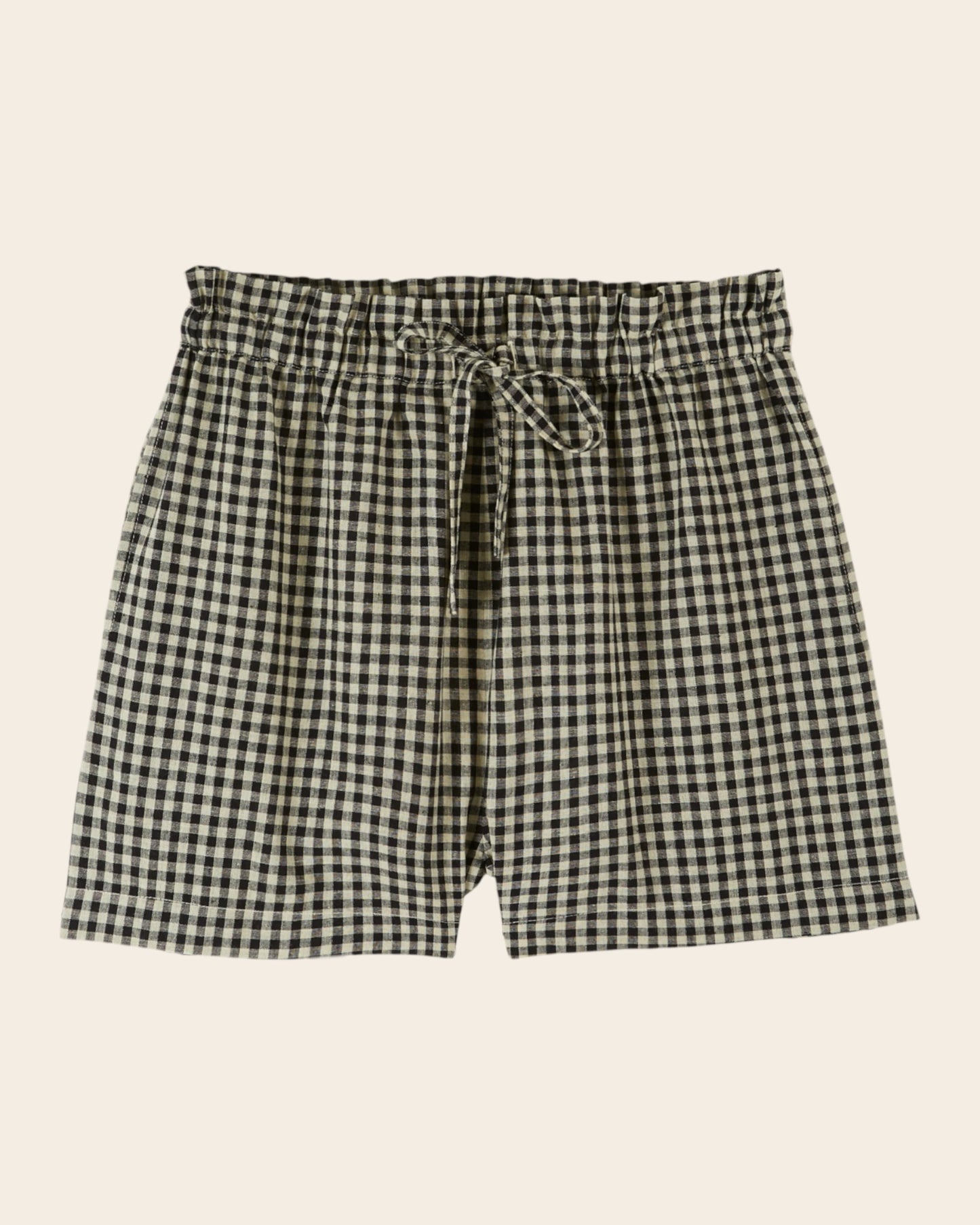 Short - Taille élastique vichy noir