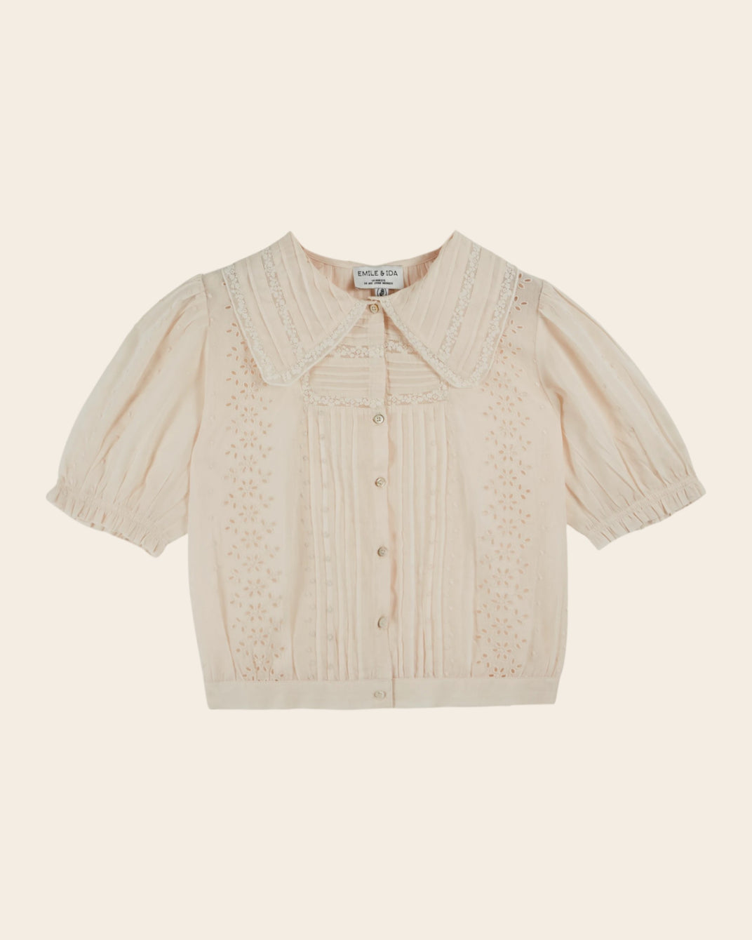 Blouse - Brodé dentelle crème rosé