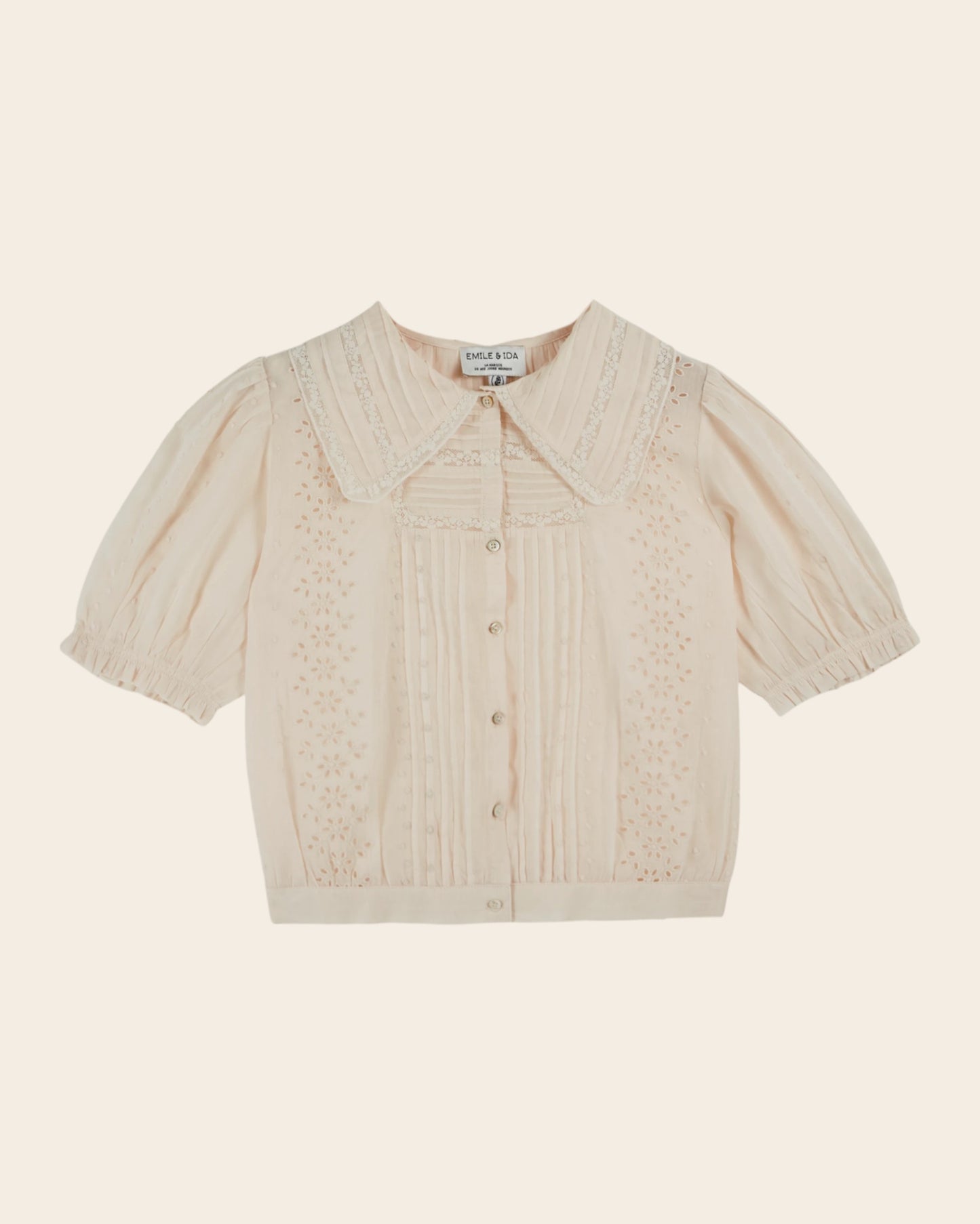 Blouse - Brodé dentelle crème rosé