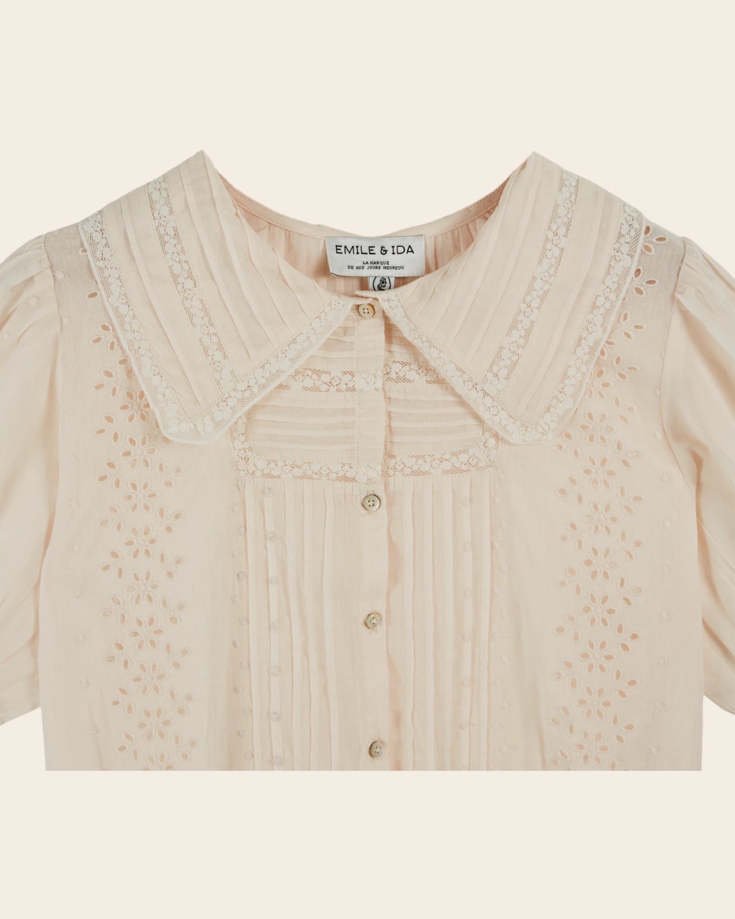 Blouse - Brodé dentelle crème rosé