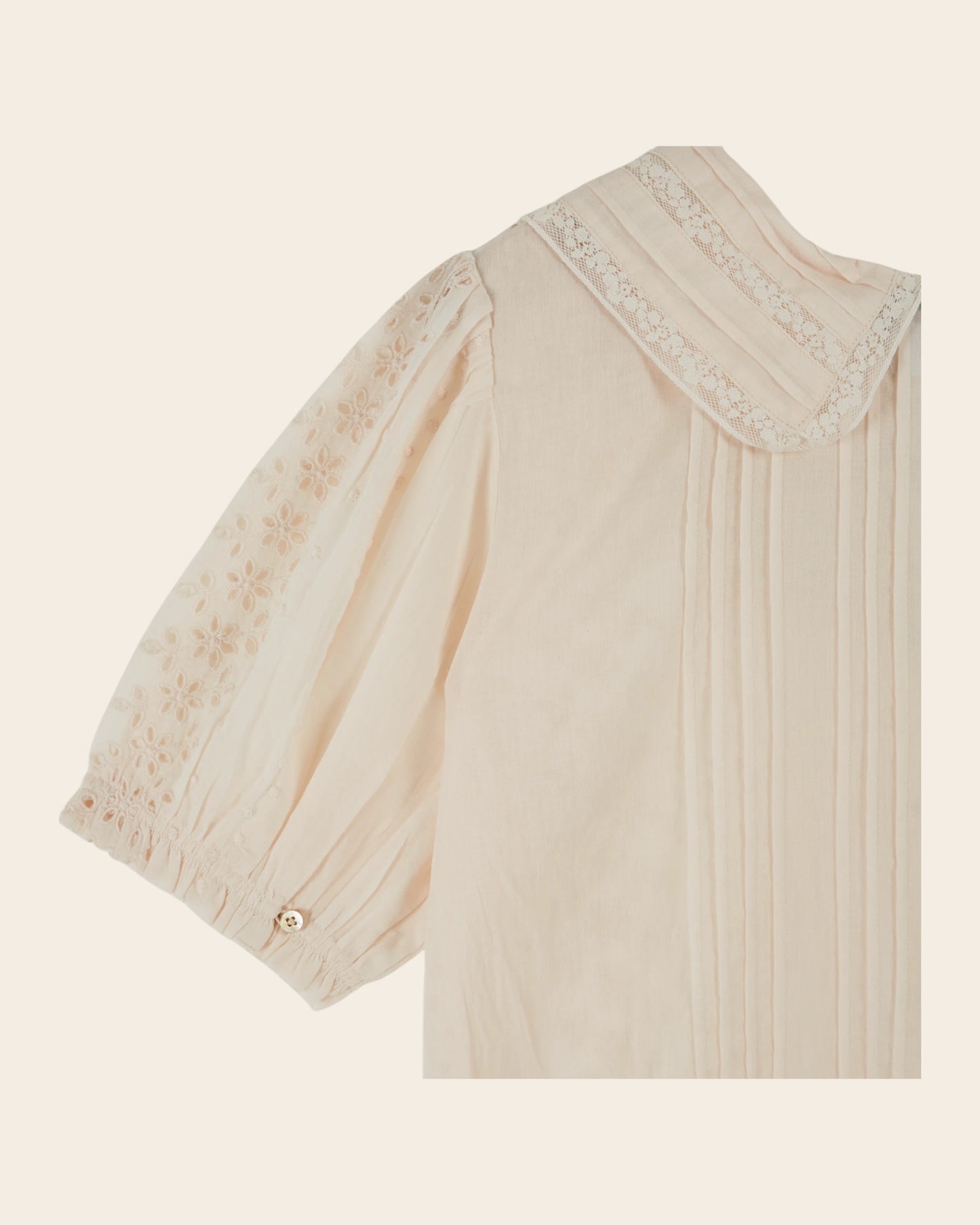 Blouse - Brodé dentelle crème rosé