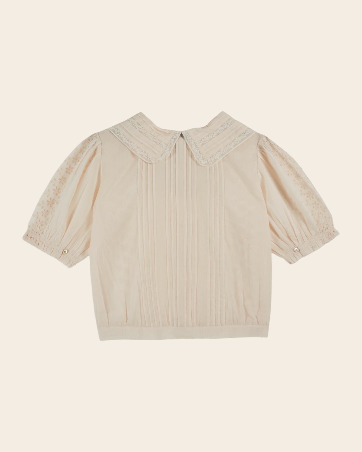 Blouse - Brodé dentelle crème rosé