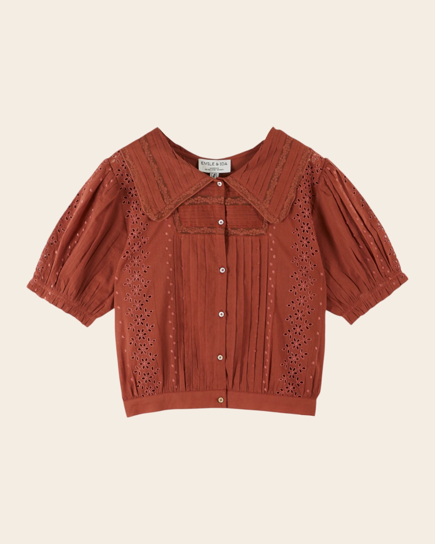 Blouse - Brodée dentelle sienne