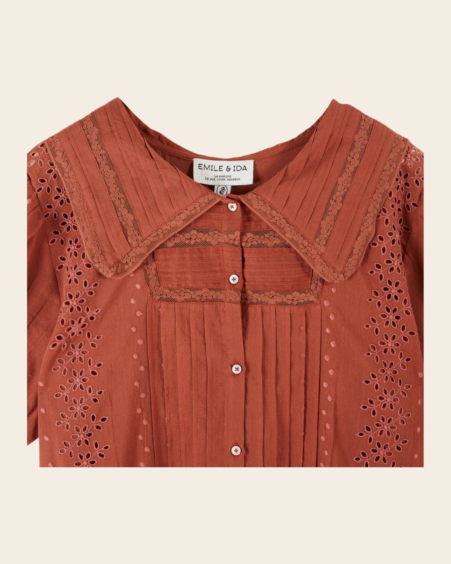 Blouse - Brodée dentelle sienne