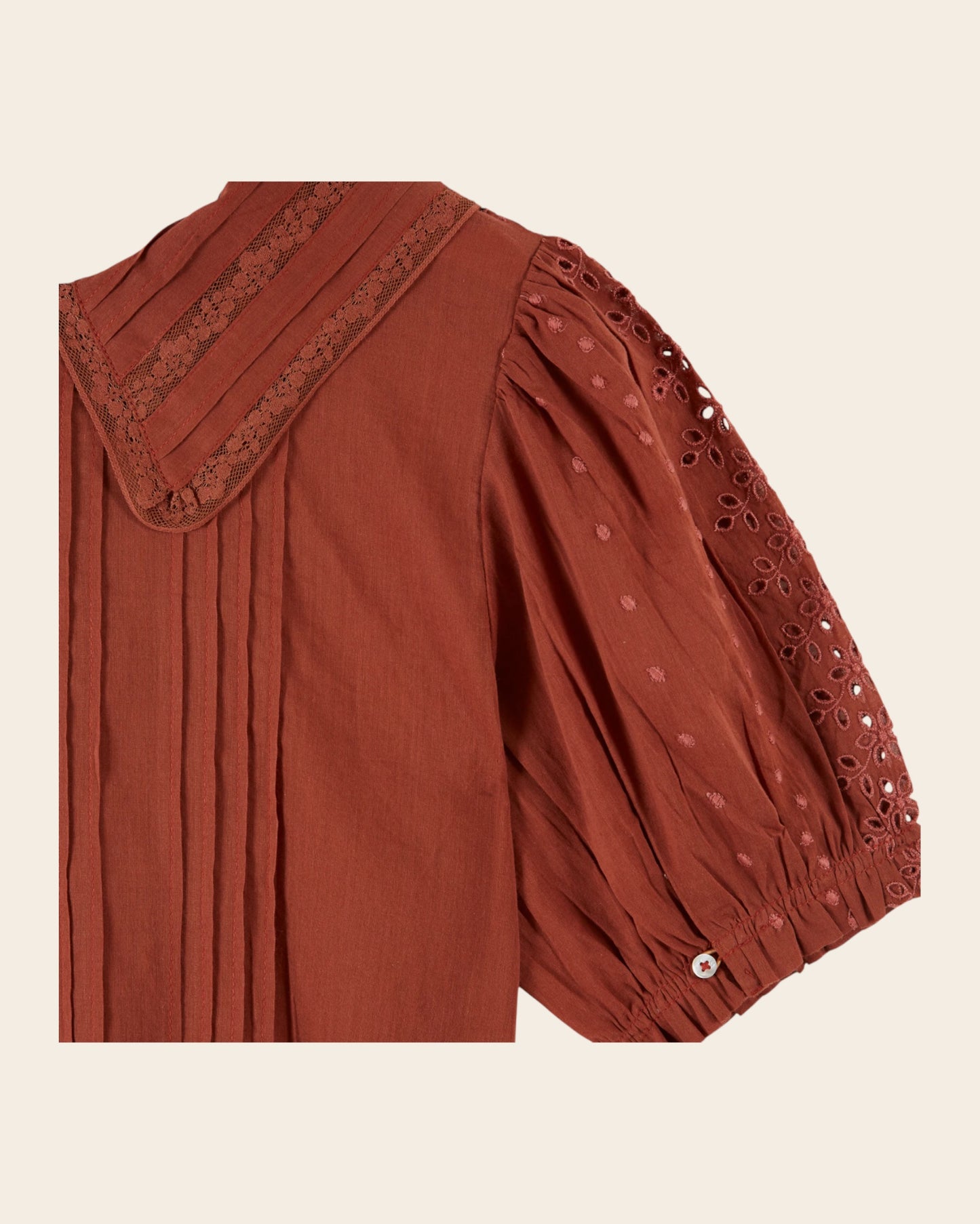 Blouse - Brodée dentelle sienne