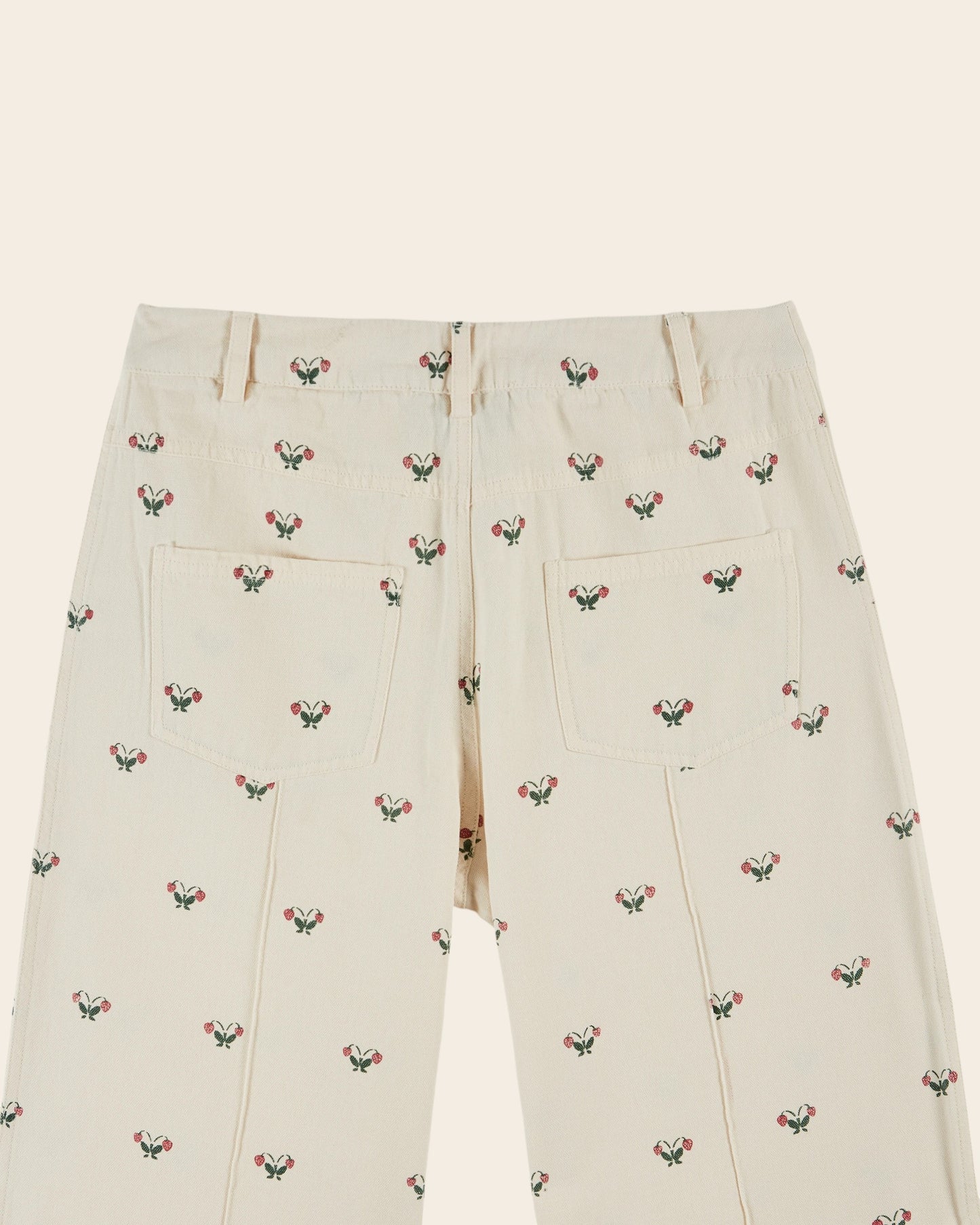 Pantalon - Crop fleurs écru